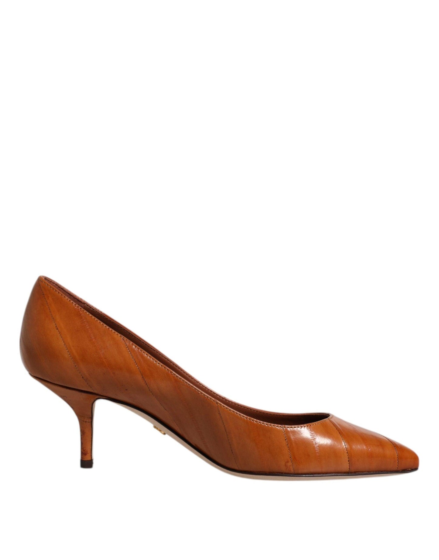 Dolce & Gabbana Brown Leather Kitten Heels Pumps Shoes - Arichezz.store