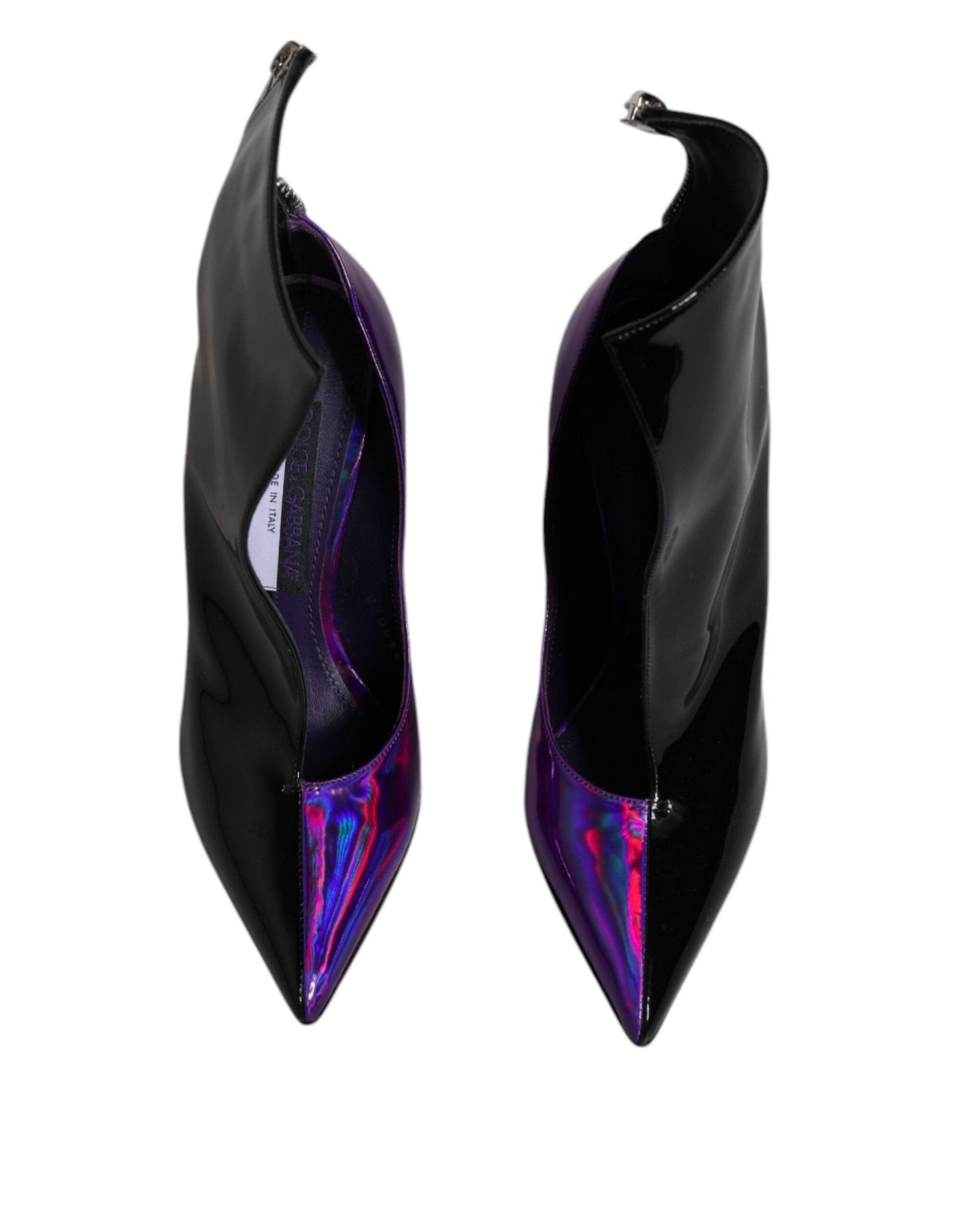 Dolce & Gabbana Purple Black Pointed Ankle Boots Shoes - Arichezz.store