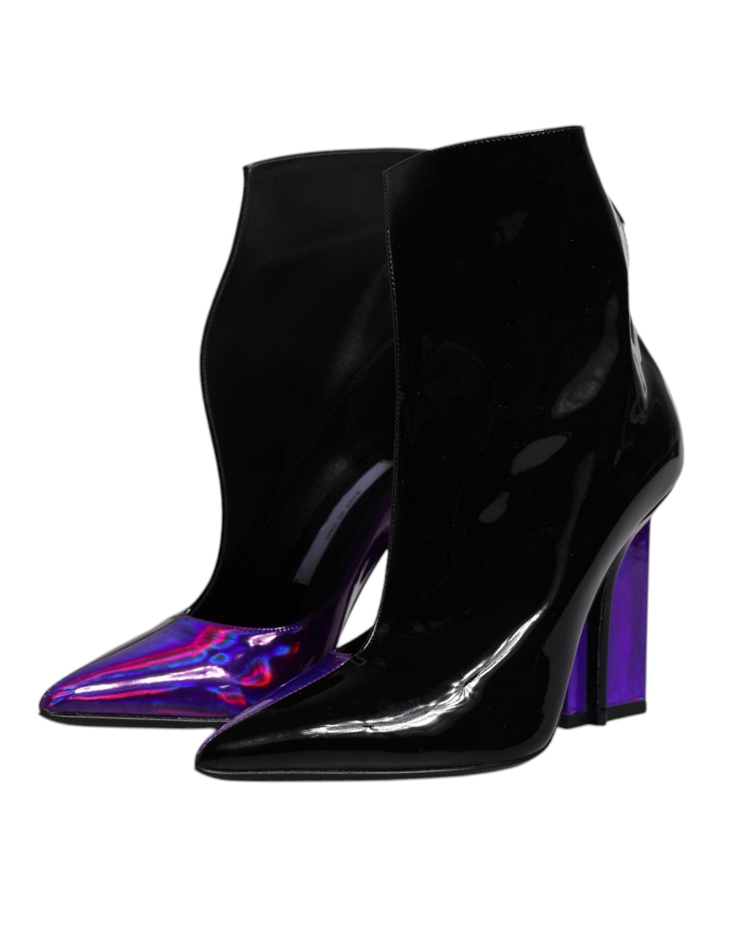 Dolce & Gabbana Purple Black Pointed Ankle Boots Shoes - Arichezz.store