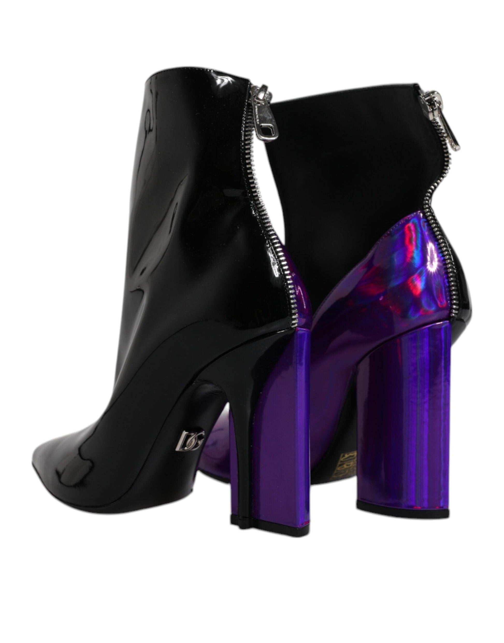 Dolce & Gabbana Purple Black Pointed Ankle Boots Shoes - Arichezz.store