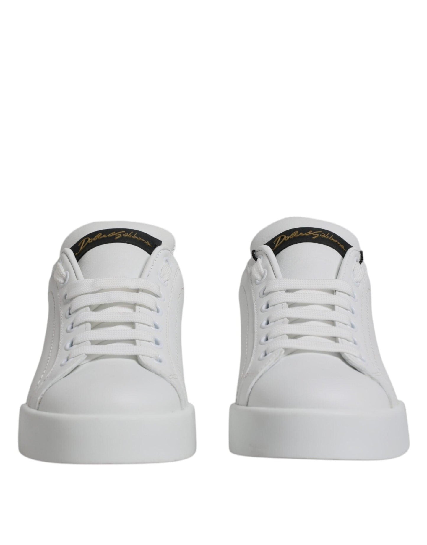 Dolce & Gabbana White Leather Classic Low Top Sneakers Shoes - Arichezz.store