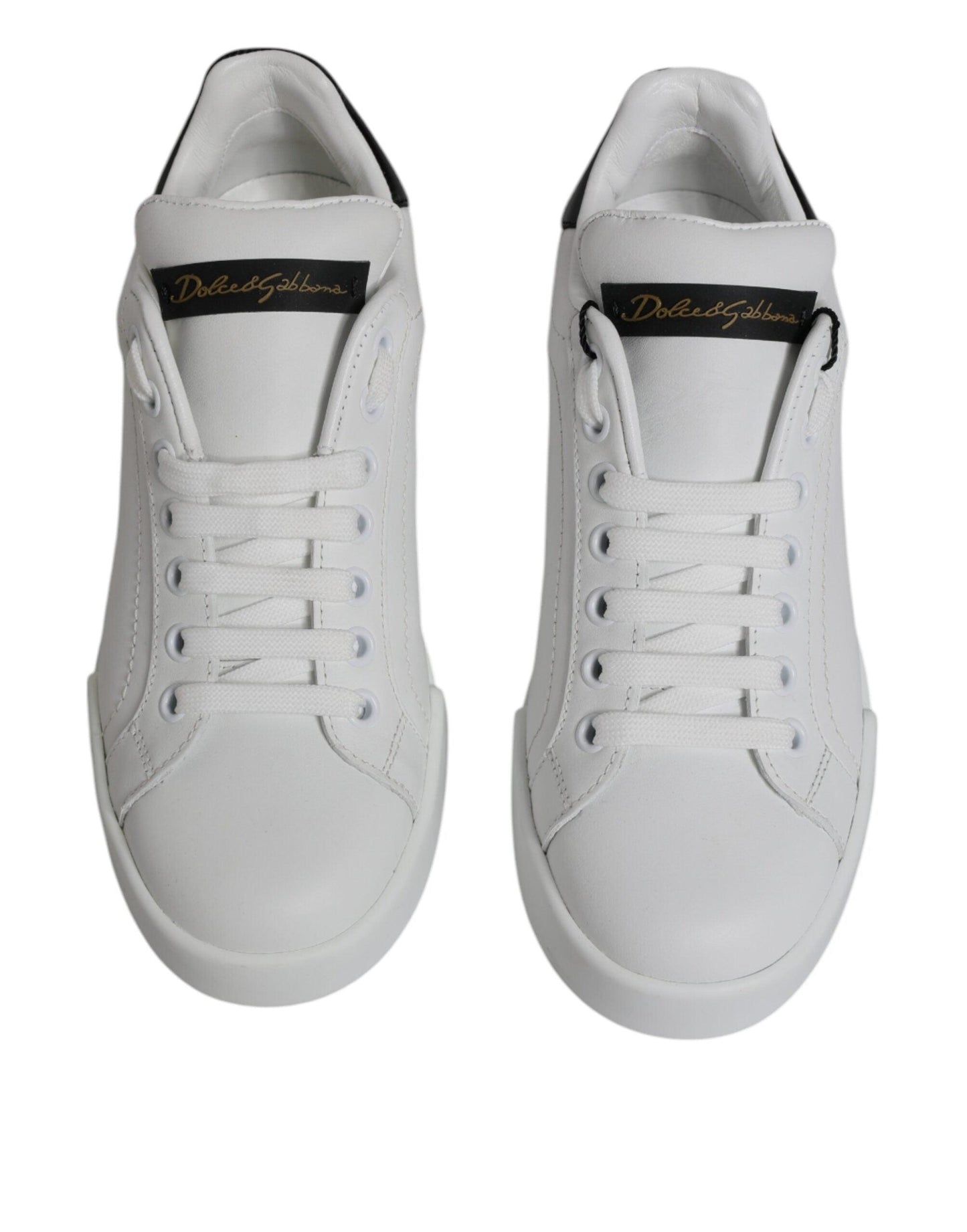 Dolce & Gabbana White Leather Classic Low Top Sneakers Shoes - Arichezz.store