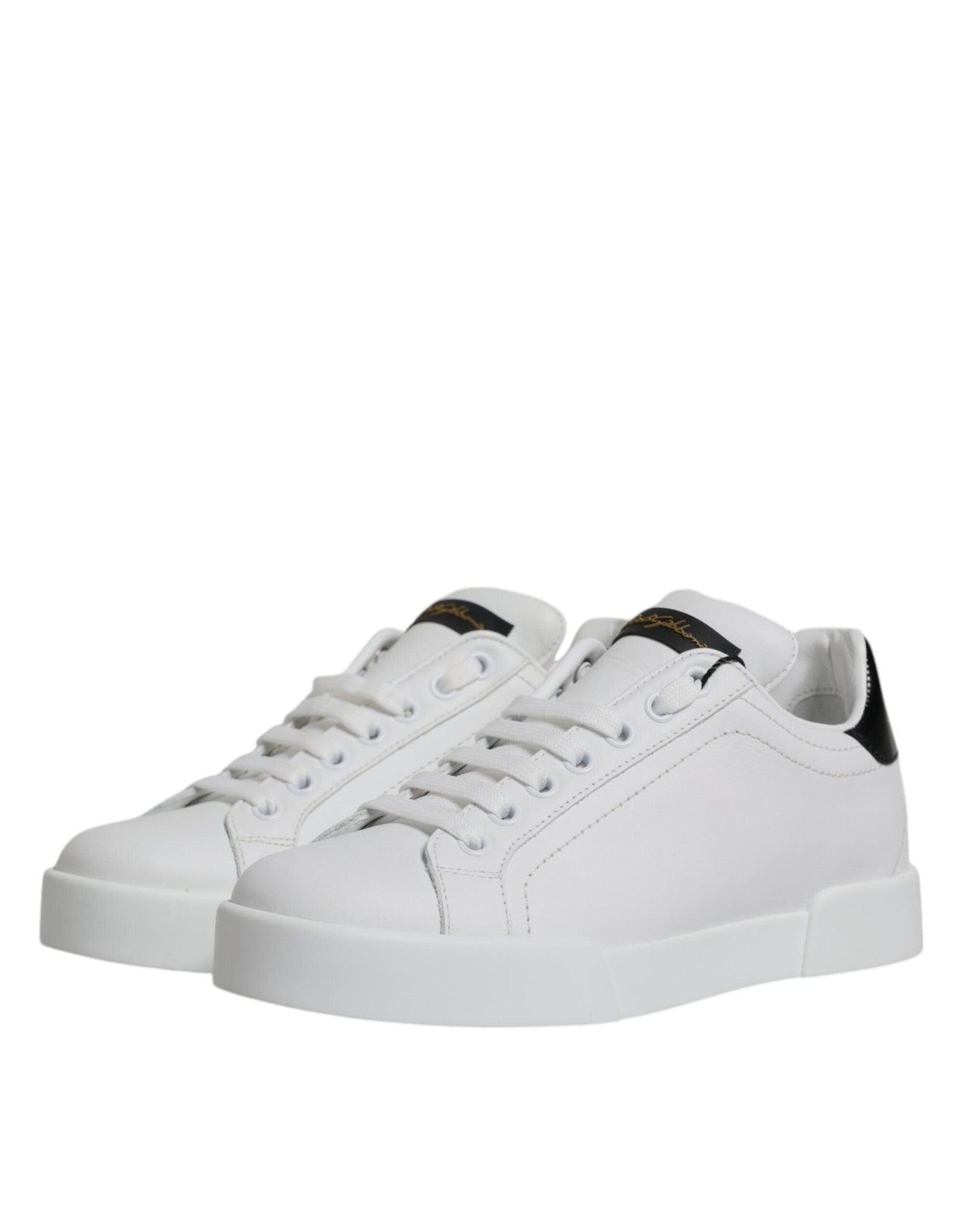 Dolce & Gabbana White Leather Classic Low Top Sneakers Shoes - Arichezz.store