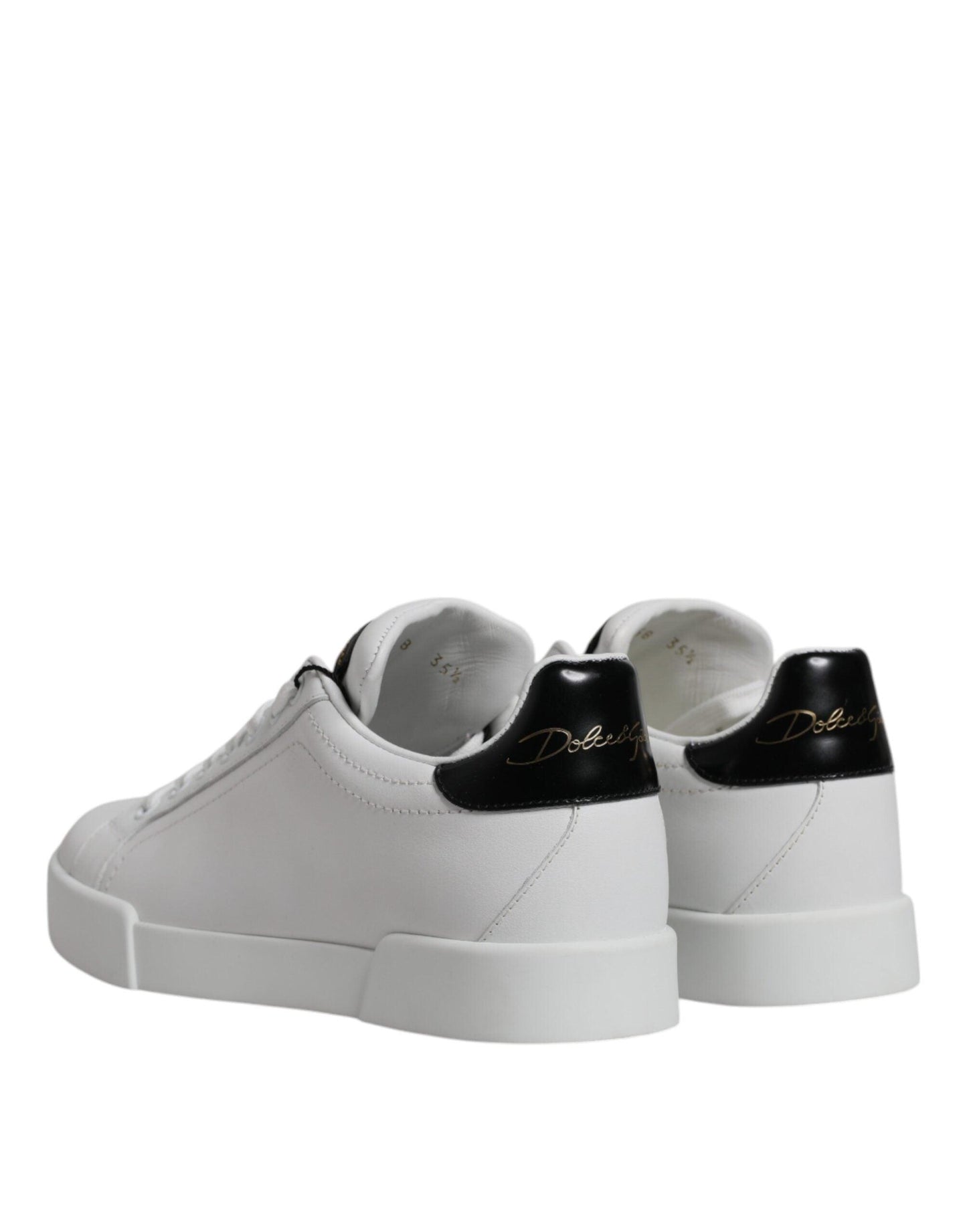 Dolce & Gabbana White Leather Classic Low Top Sneakers Shoes - Arichezz.store