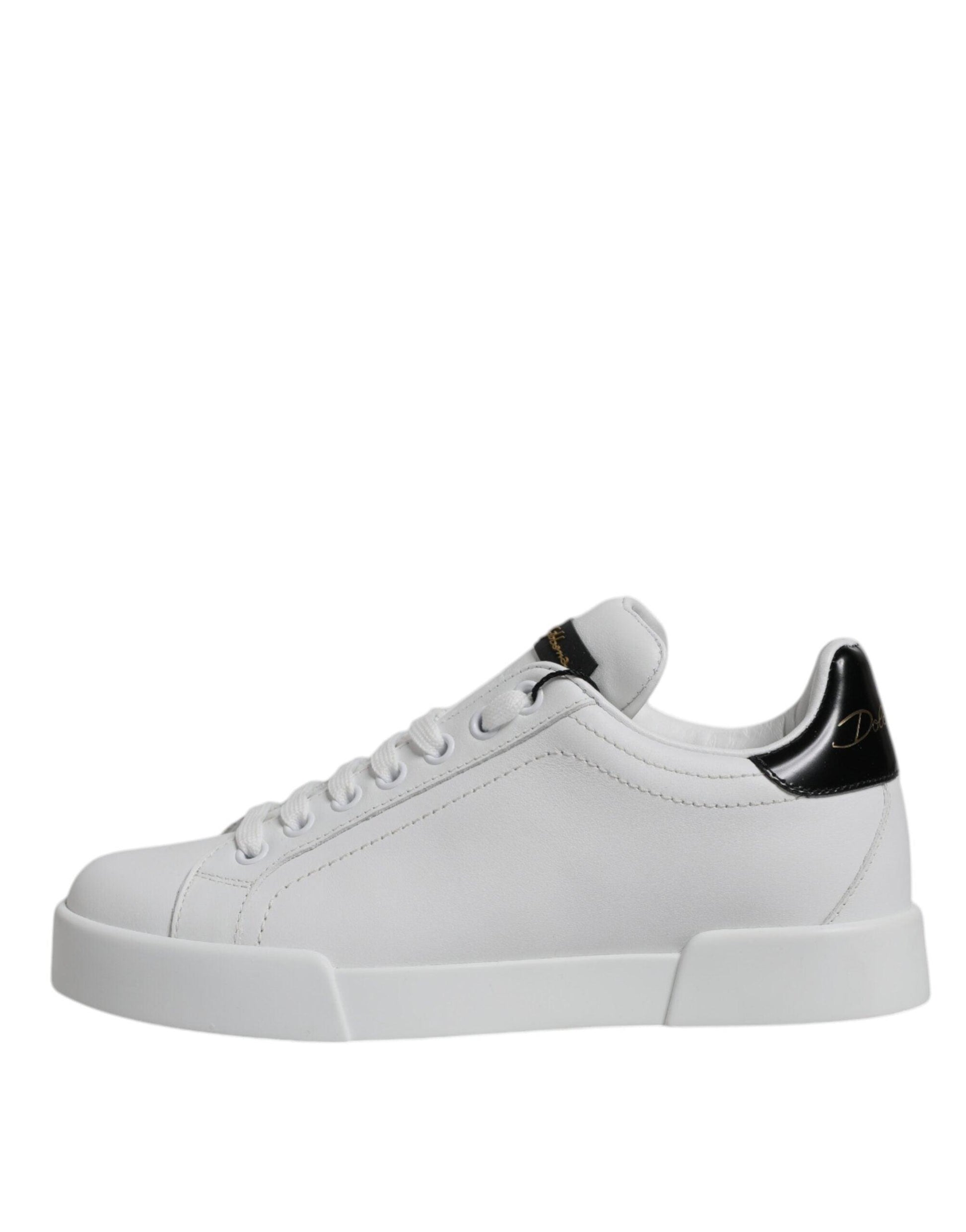 Dolce & Gabbana White Leather Classic Low Top Sneakers Shoes - Arichezz.store