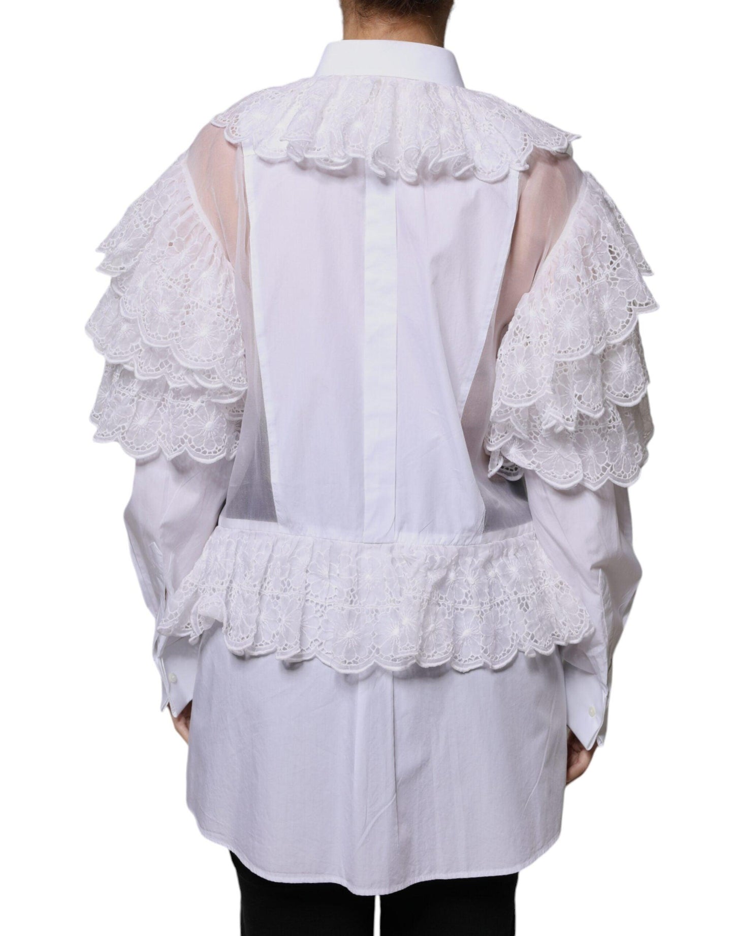 Dolce & Gabbana White Cotton Poplin Shirt Dress Blouse Top - Arichezz.store