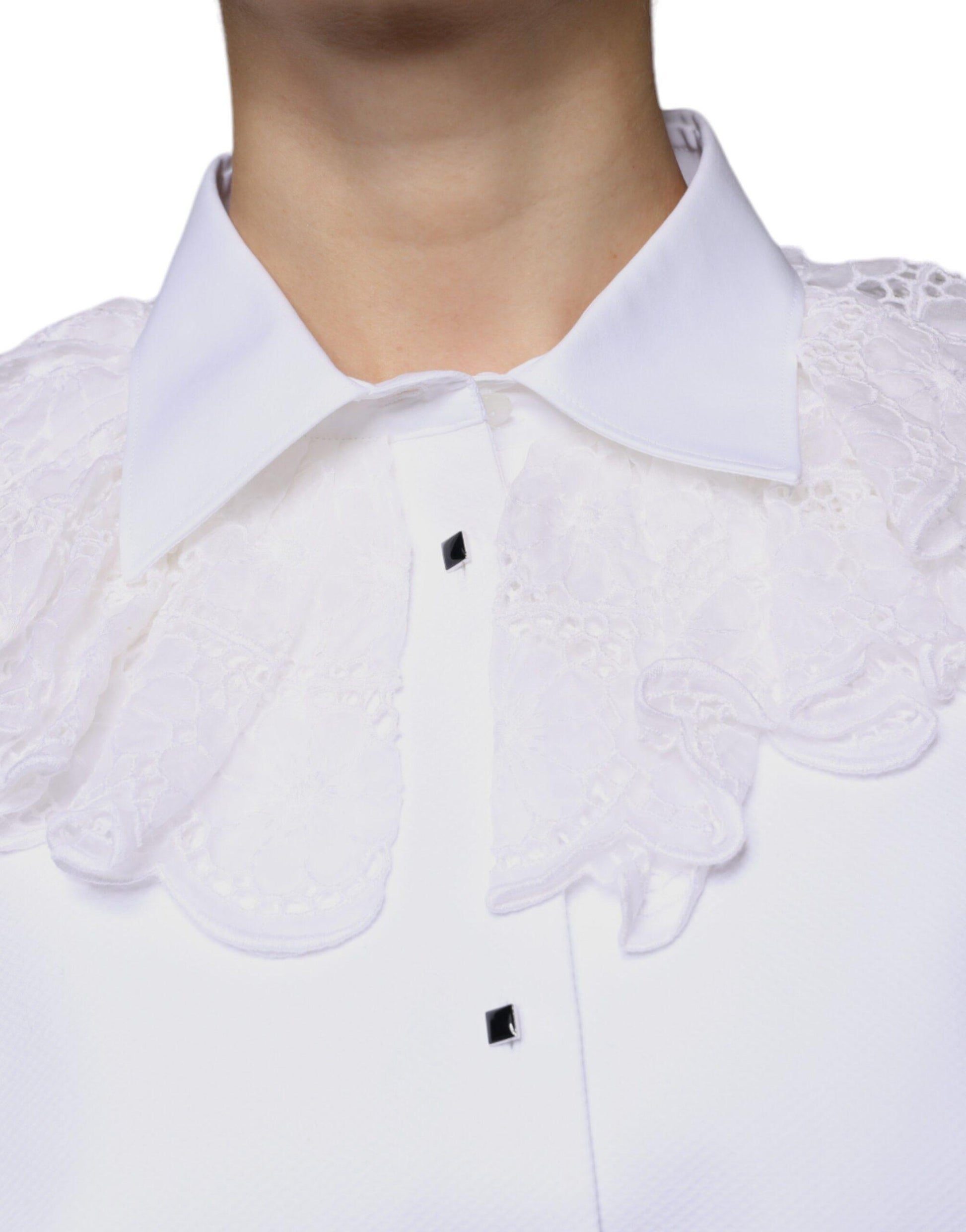 Dolce & Gabbana White Cotton Poplin Shirt Dress Blouse Top - Arichezz.store