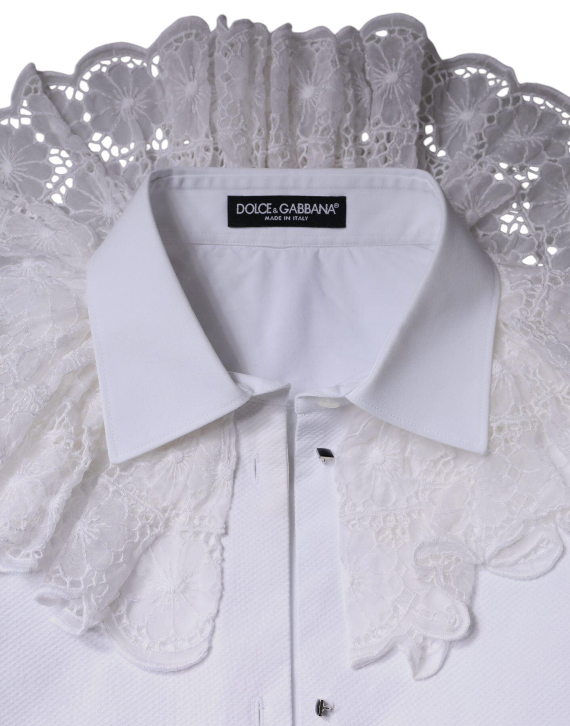 Dolce & Gabbana White Cotton Poplin Shirt Dress Blouse Top - Arichezz.store