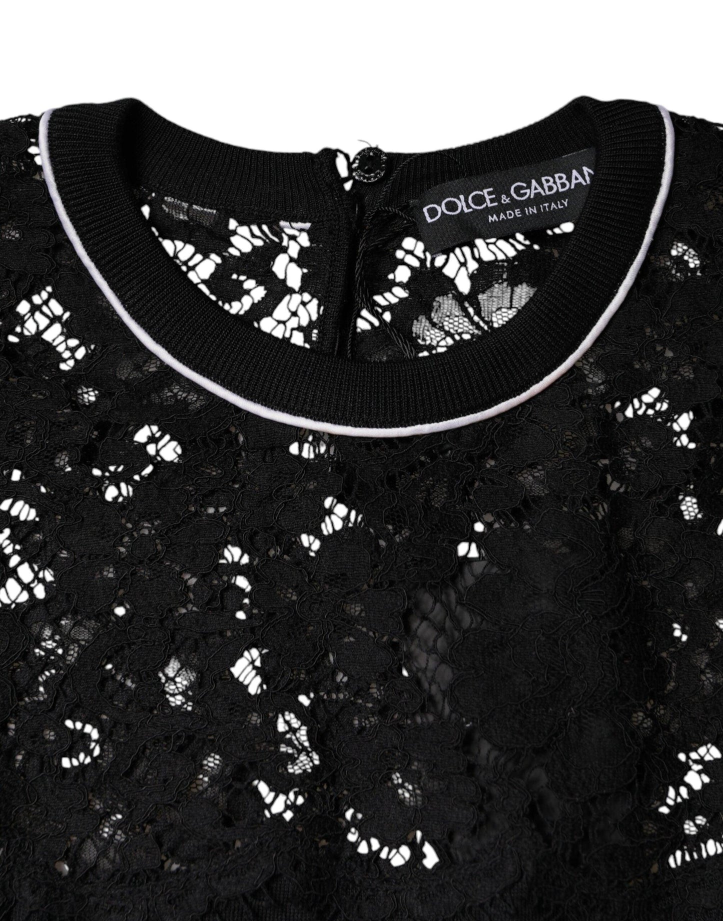 Dolce & Gabbana Black Floral Lace Silk Pullover Blouse Top - Arichezz.store