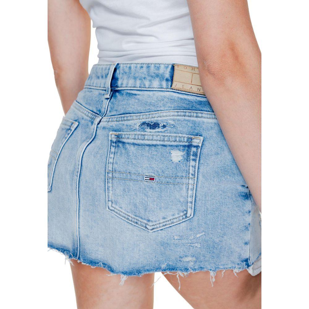 Tommy Hilfiger Jeans Light Blue Recycled Cotton Skirt - Arichezz.store