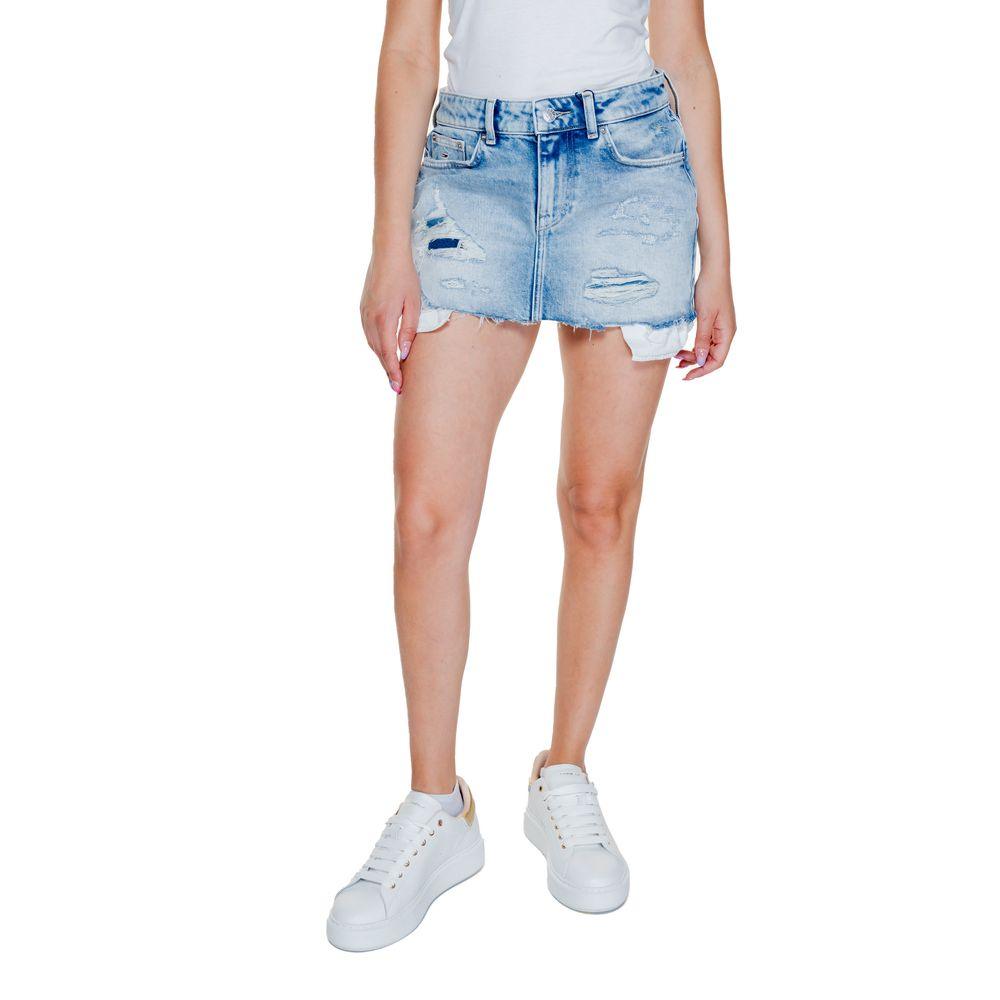 Tommy Hilfiger Jeans Light Blue Recycled Cotton Skirt - Arichezz.store