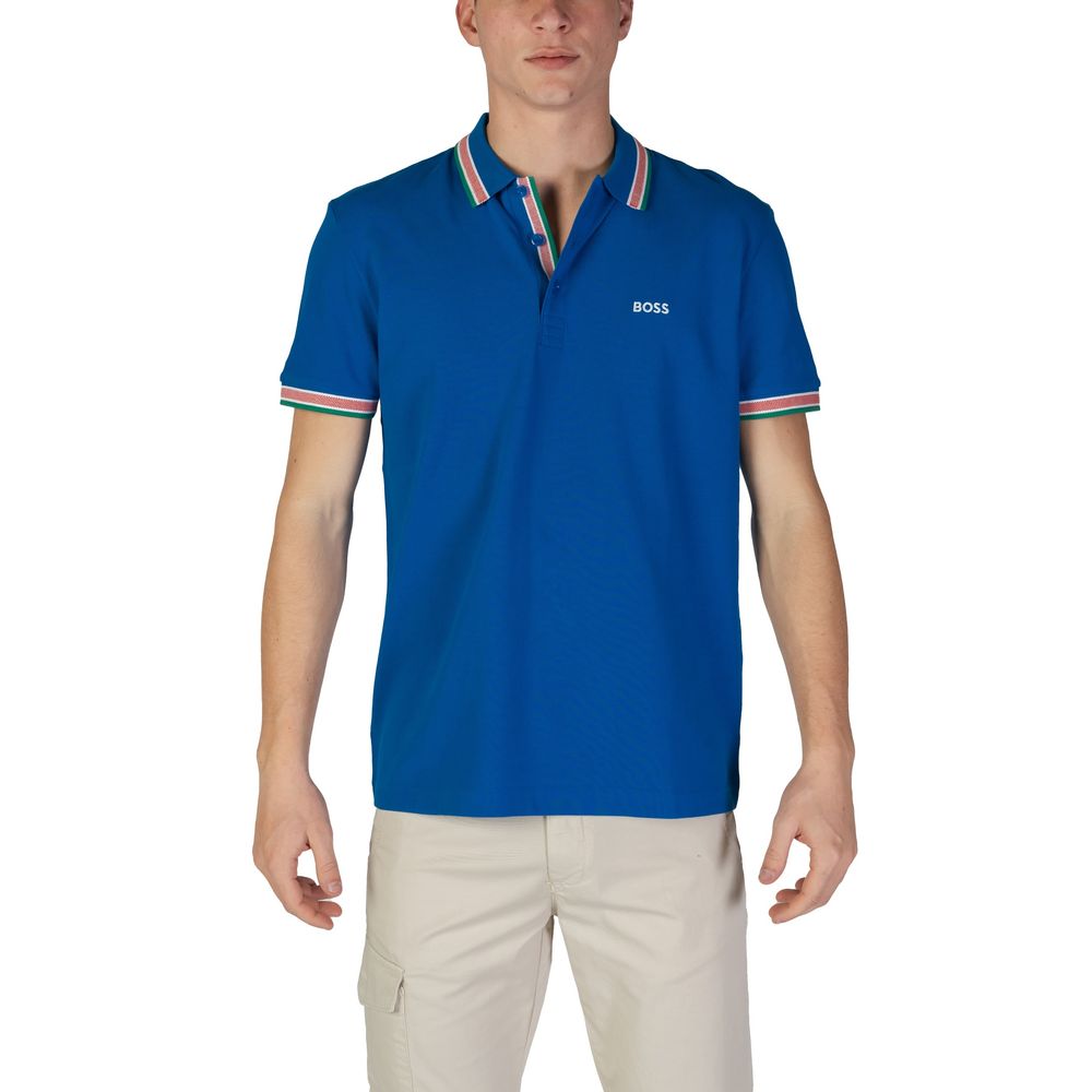 Hugo Boss Blue Cotton Polo Shirt - Arichezz.store