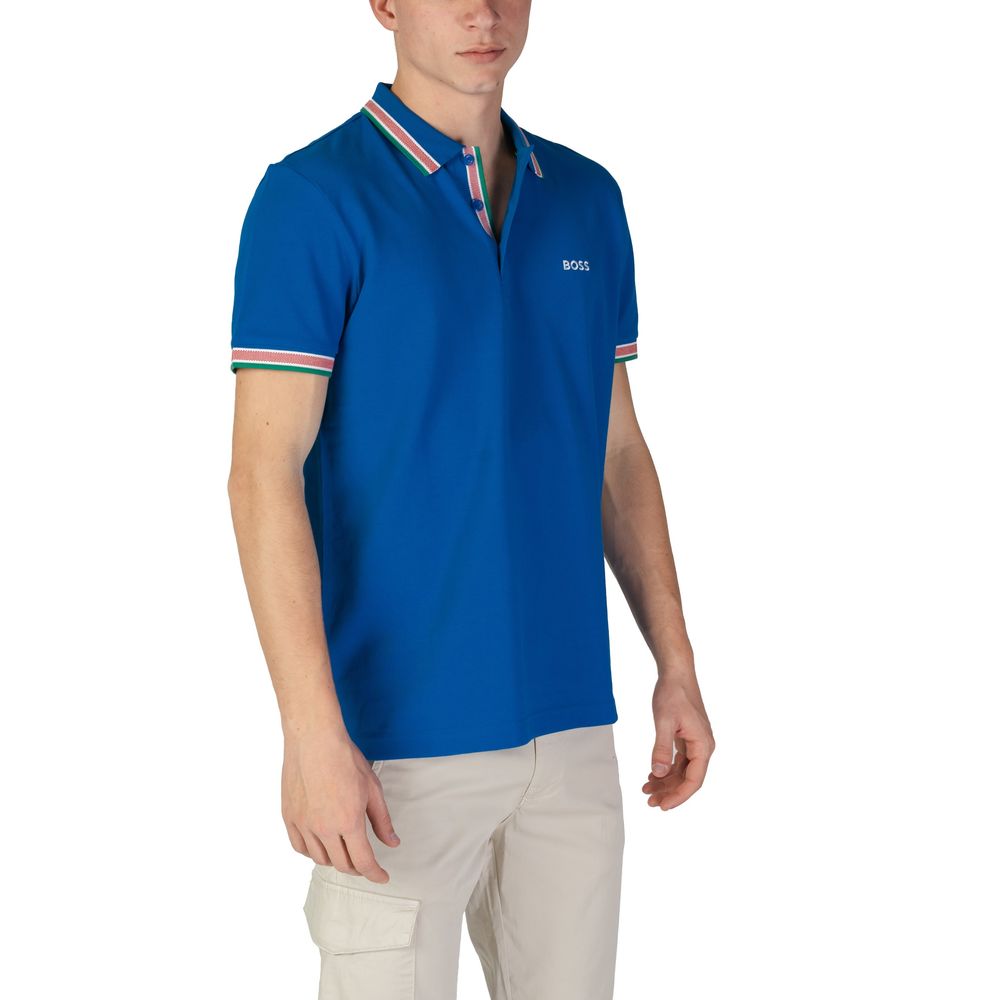 Hugo Boss Blue Cotton Polo Shirt - Arichezz.store