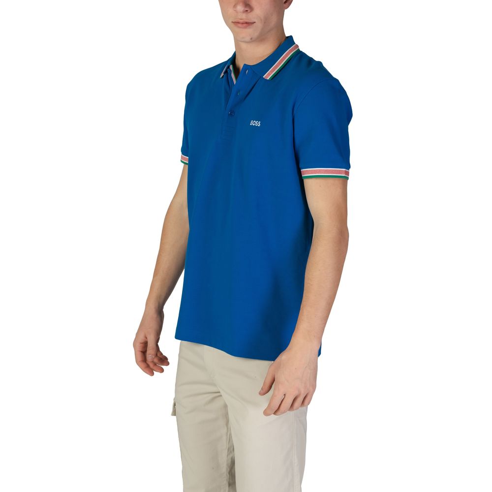 Hugo Boss Blue Cotton Polo Shirt - Arichezz.store