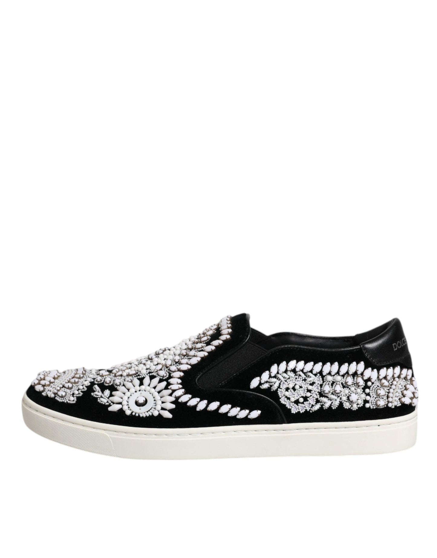 Dolce & Gabbana Black Embellished London Slip On Shoes - Arichezz.store