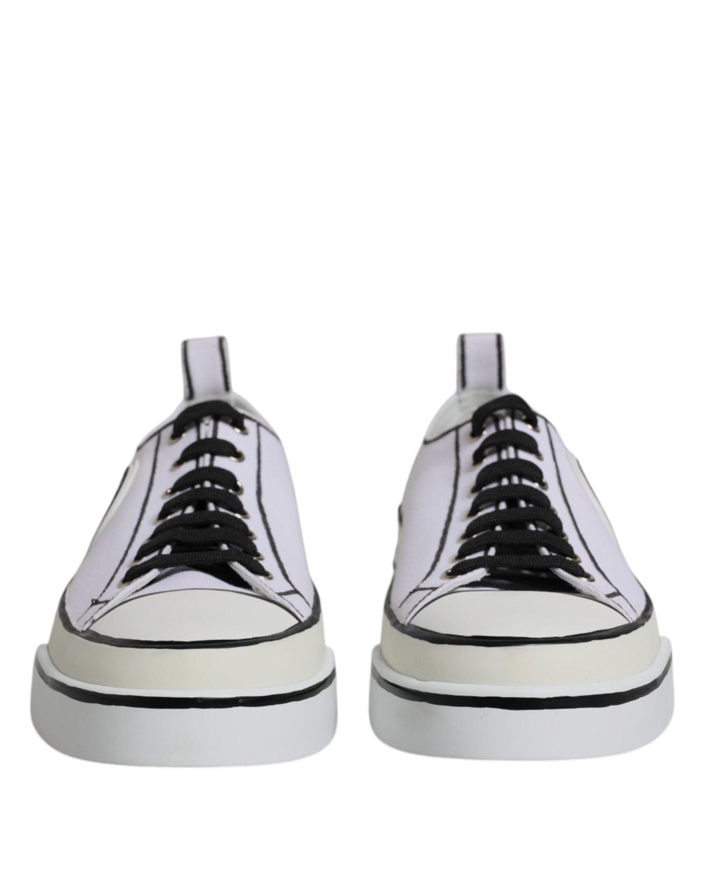 Dolce & Gabbana White Logo Canvas Low Top Sneakers - Arichezz.store