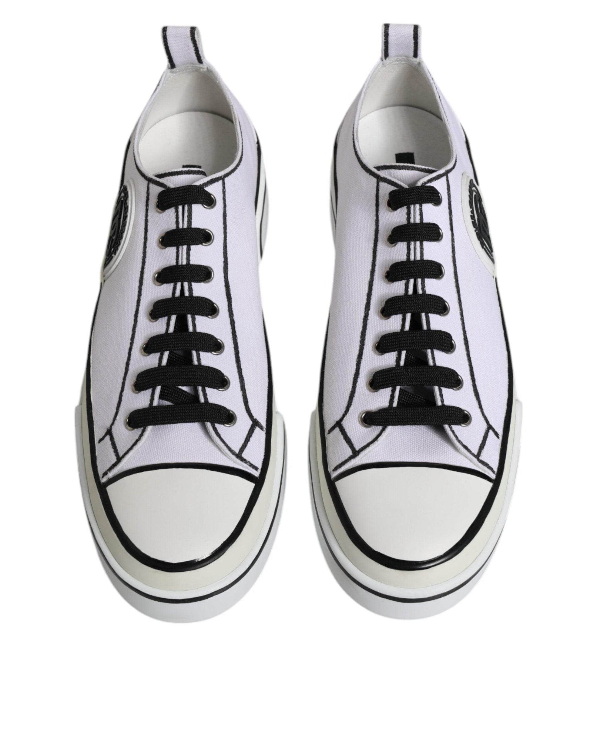 Dolce & Gabbana White Logo Canvas Low Top Sneakers - Arichezz.store