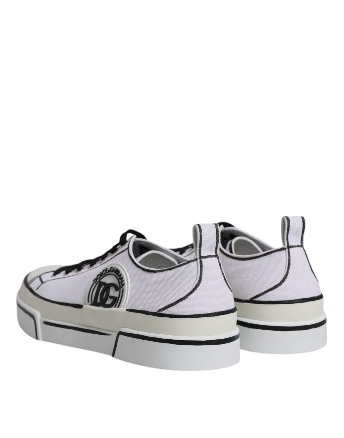 Dolce & Gabbana White Logo Canvas Low Top Sneakers - Arichezz.store