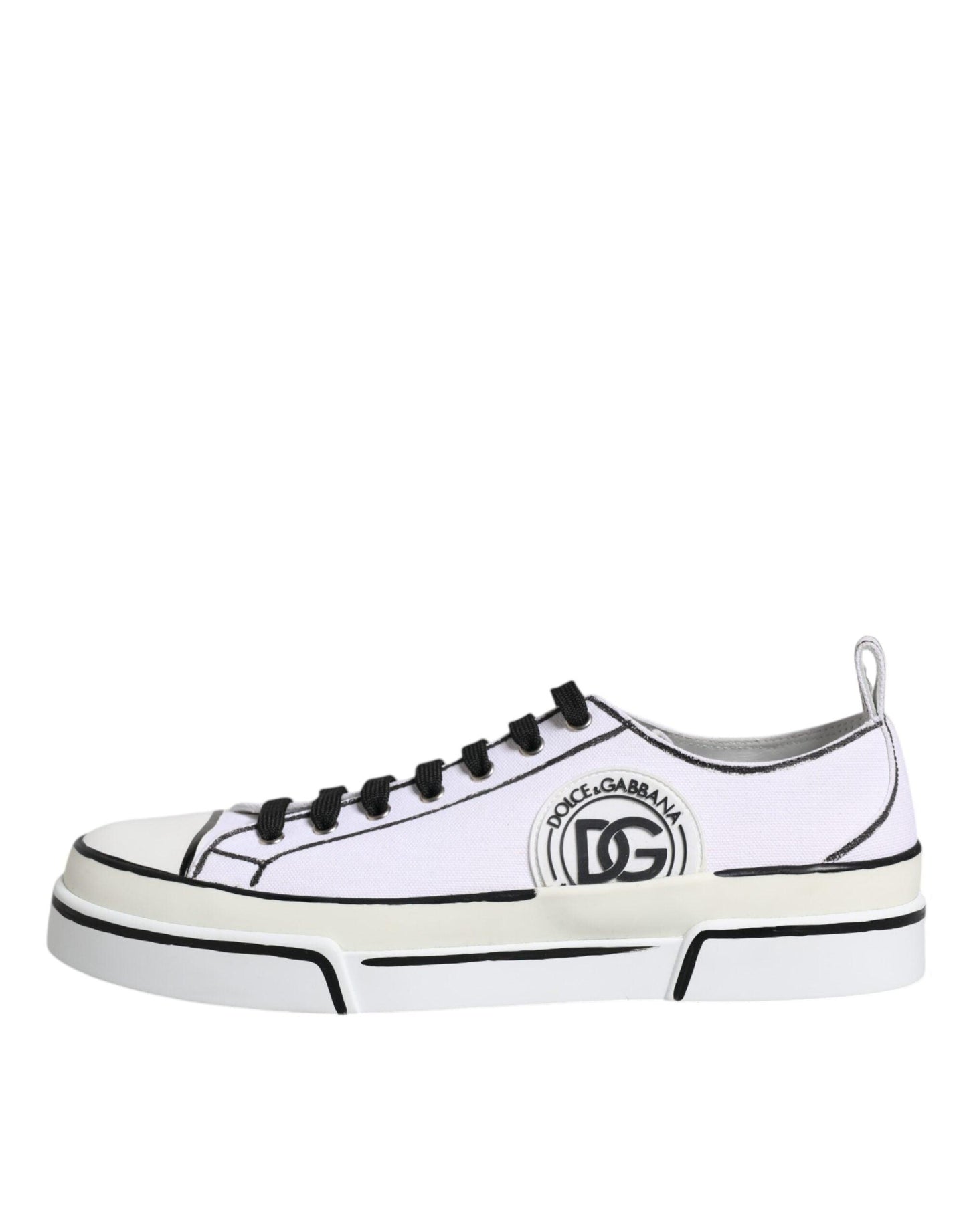 Dolce & Gabbana White Logo Canvas Low Top Sneakers - Arichezz.store