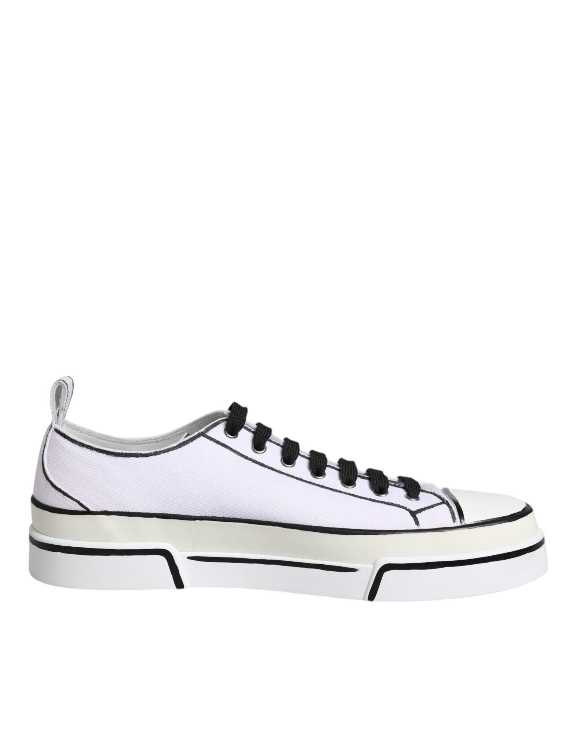 Dolce & Gabbana White Logo Canvas Low Top Sneakers - Arichezz.store