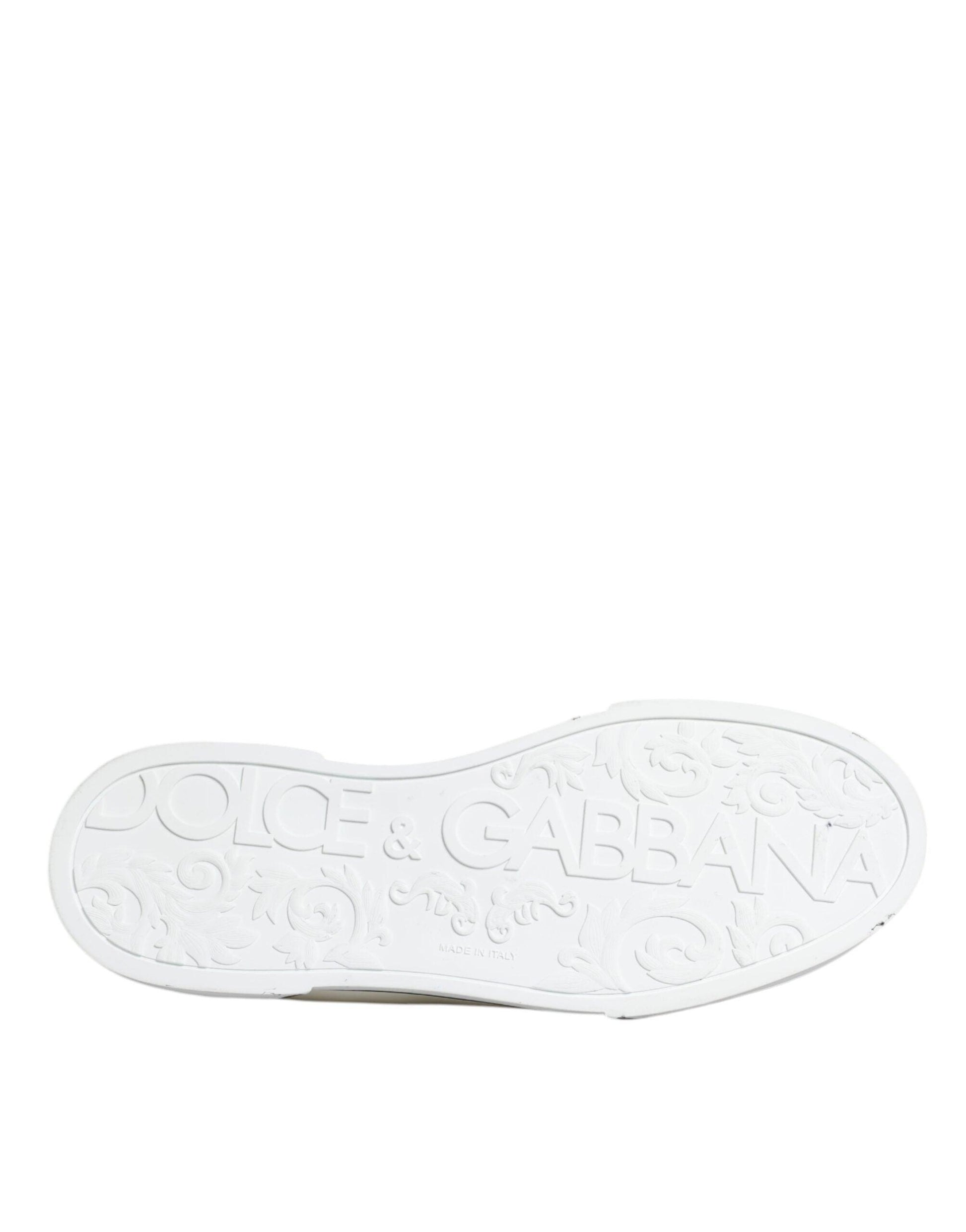 Dolce & Gabbana White Logo Canvas Low Top Sneakers - Arichezz.store