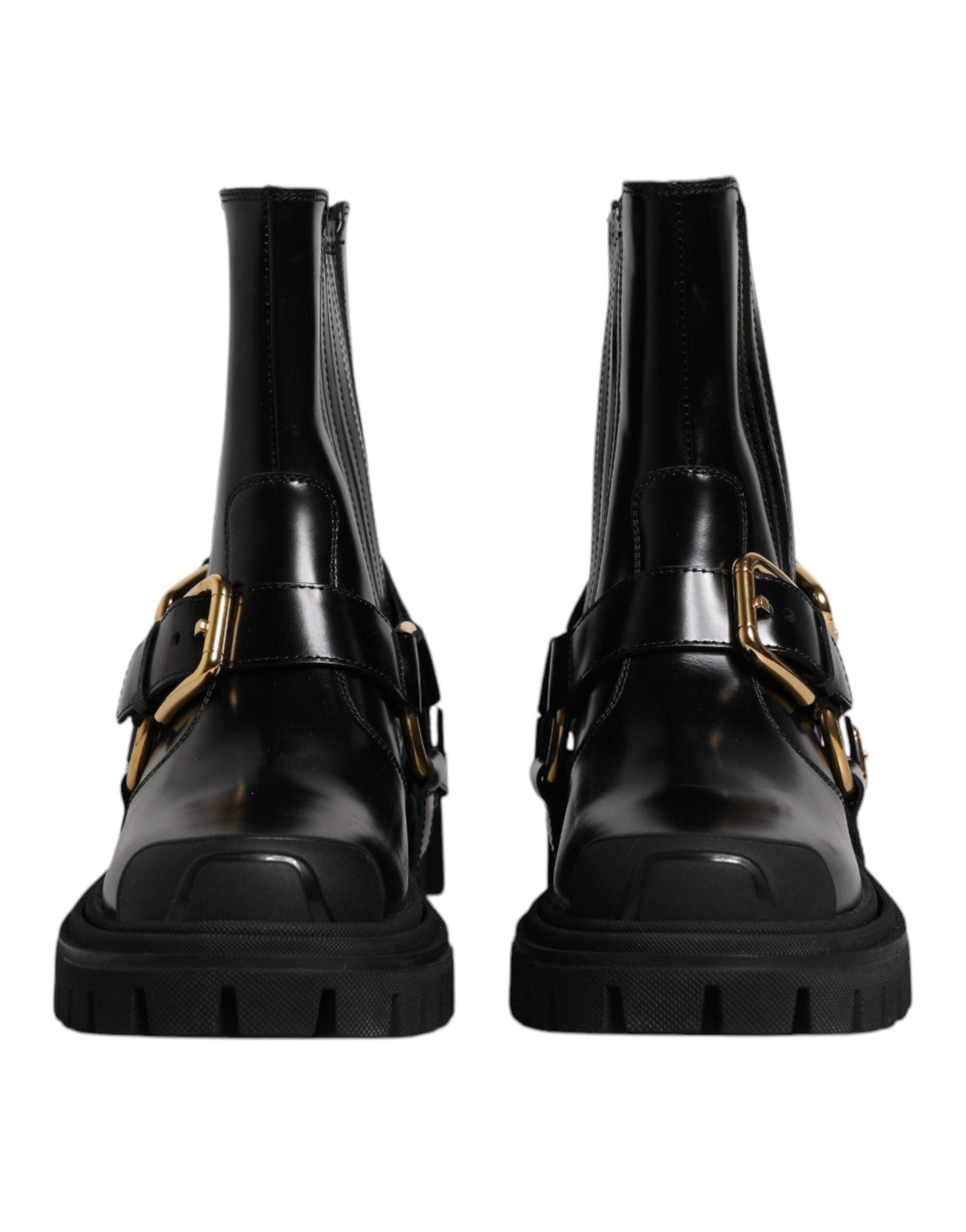 Dolce & Gabbana Black Leather Slip-On Trekking Boots - Arichezz.store