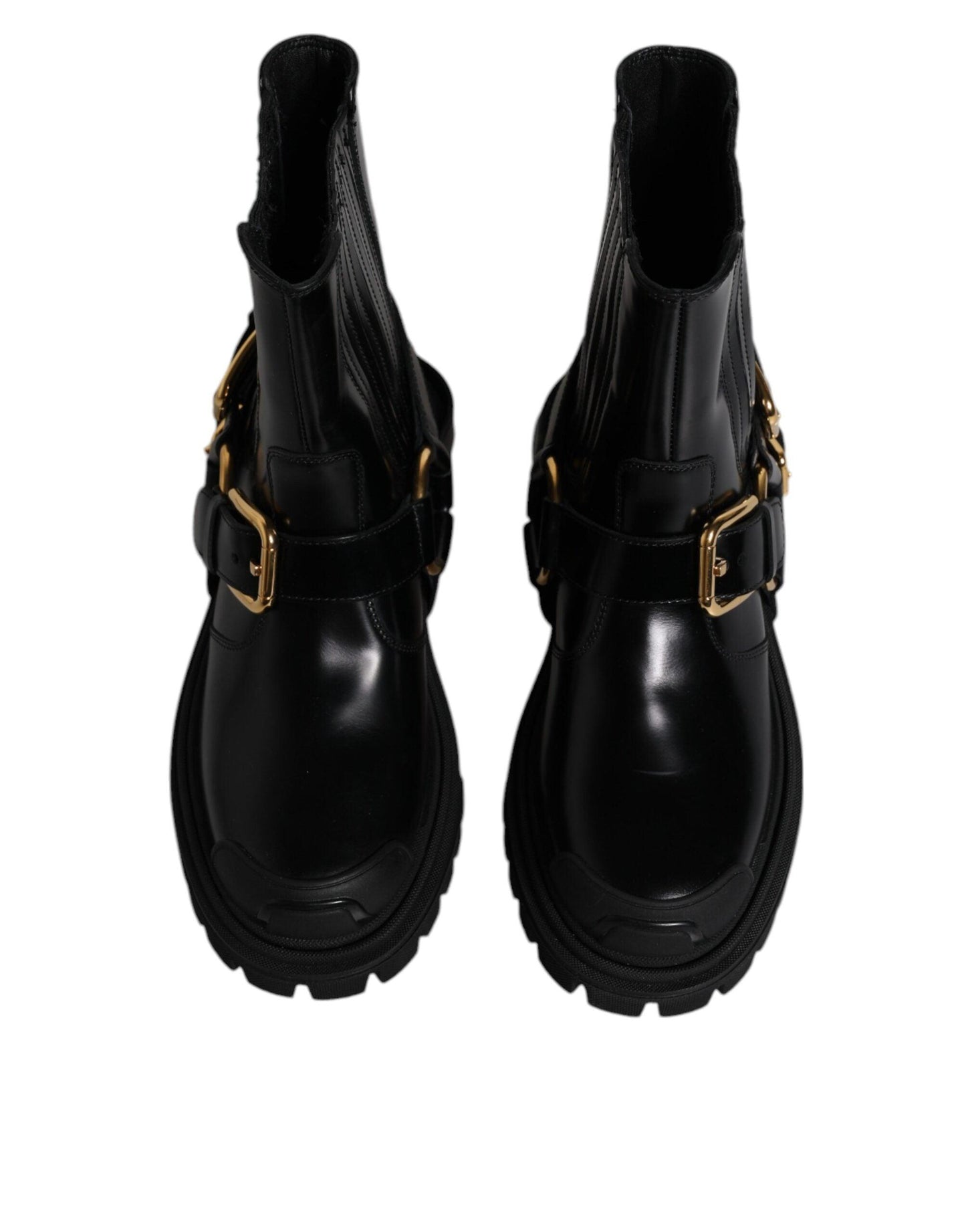 Dolce & Gabbana Black Leather Slip-On Trekking Boots - Arichezz.store