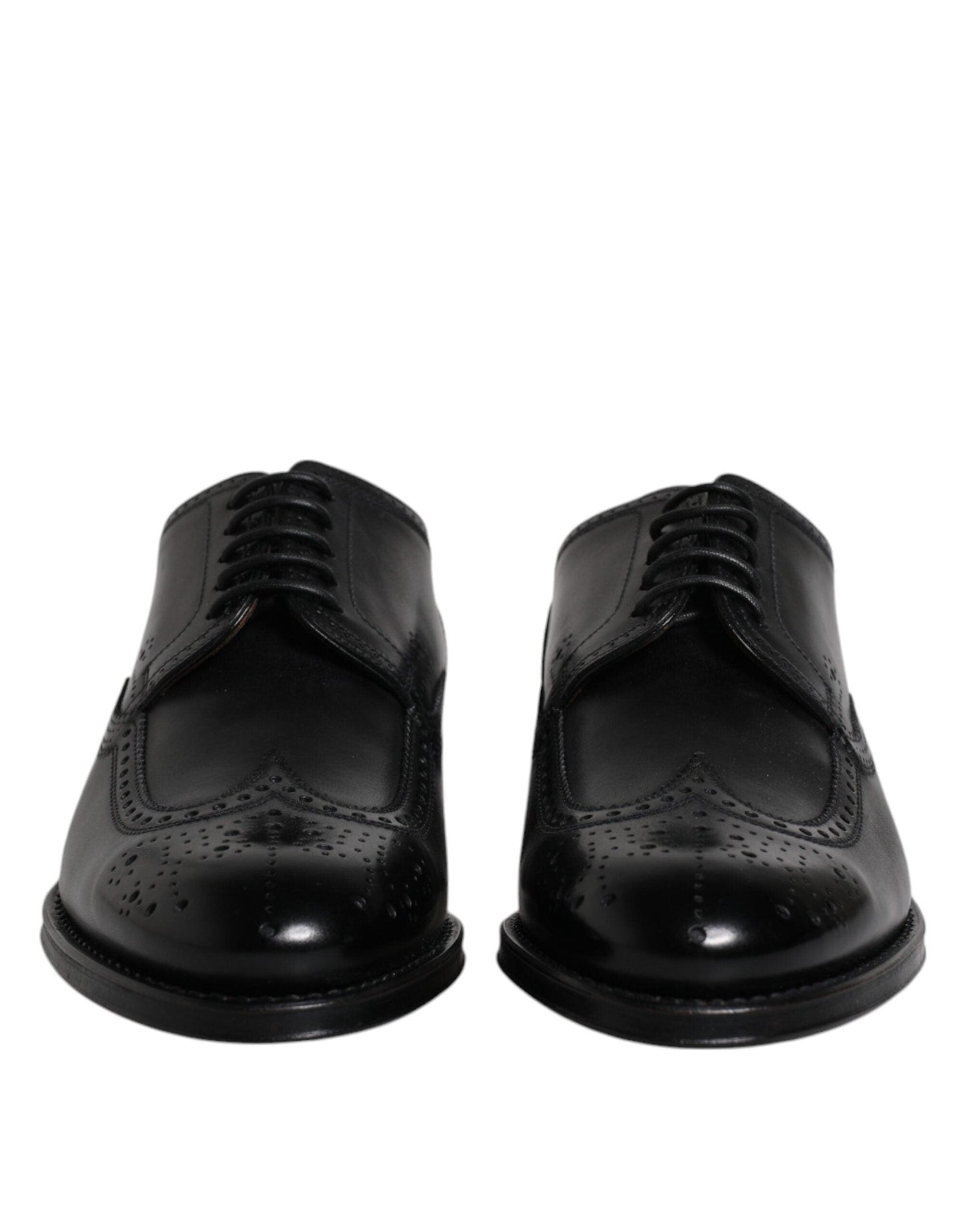 Dolce & Gabbana Black Leather Derby Wingtip Shoes - Arichezz.store