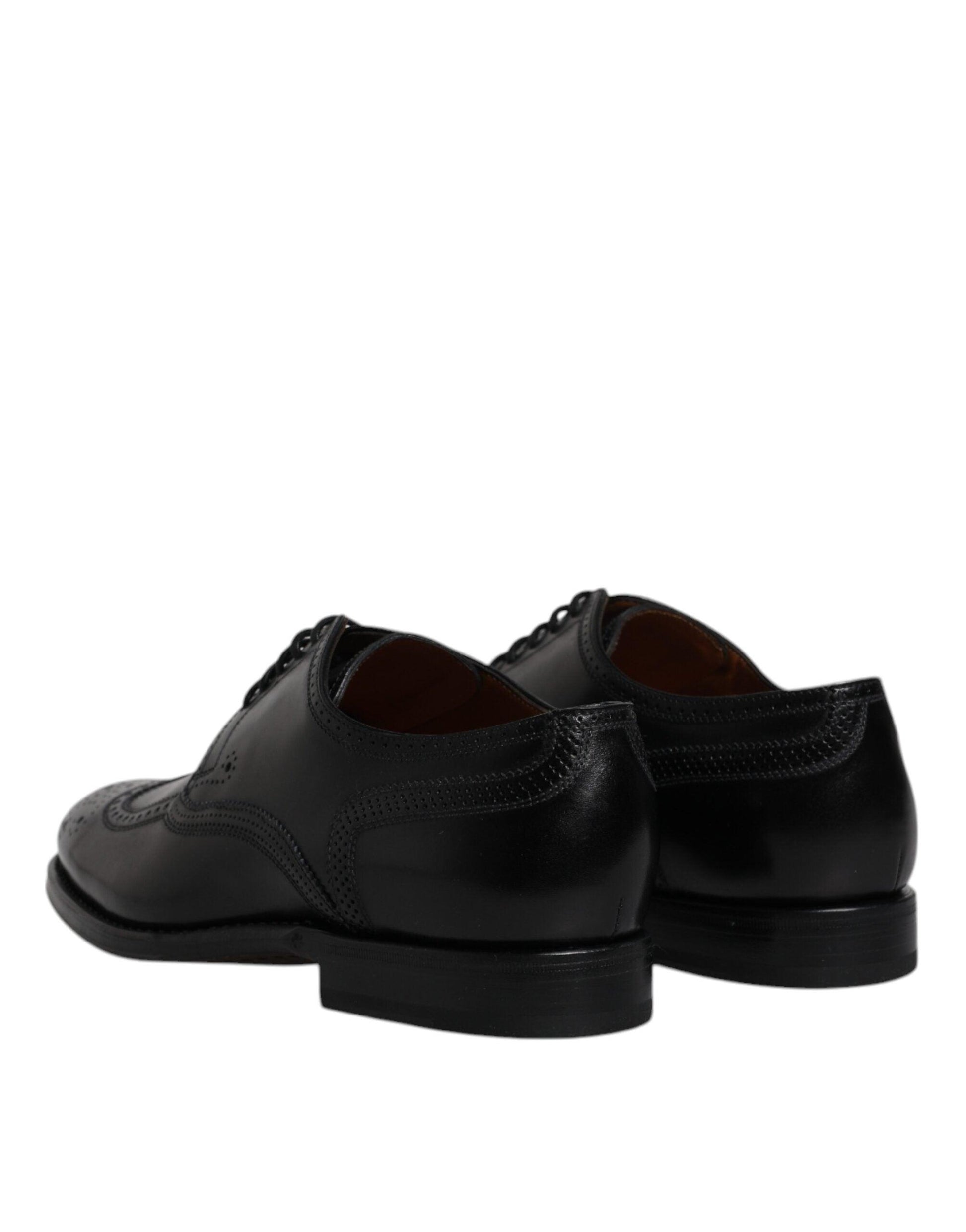 Dolce & Gabbana Black Leather Derby Wingtip Shoes - Arichezz.store