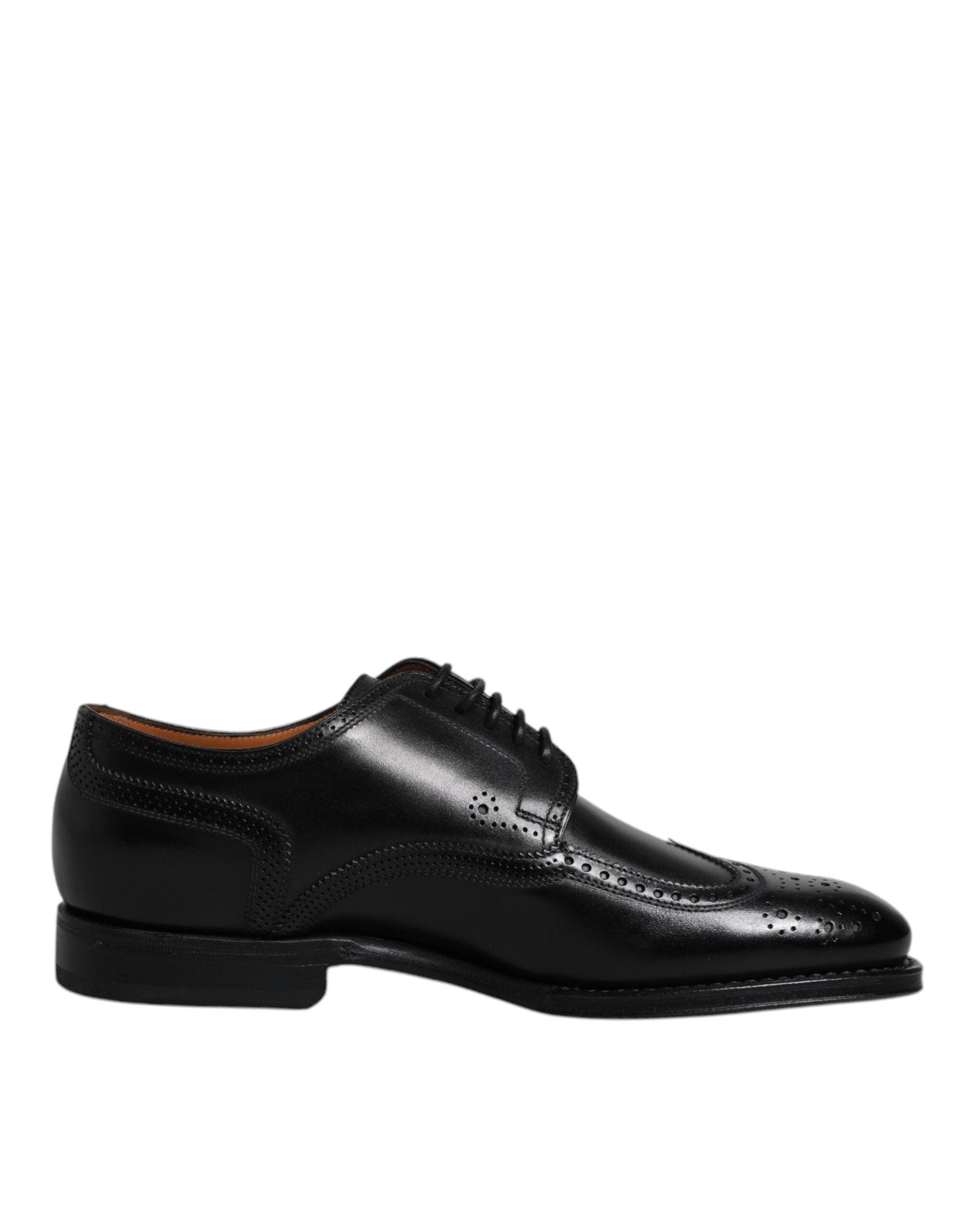 Dolce & Gabbana Black Leather Derby Wingtip Shoes - Arichezz.store