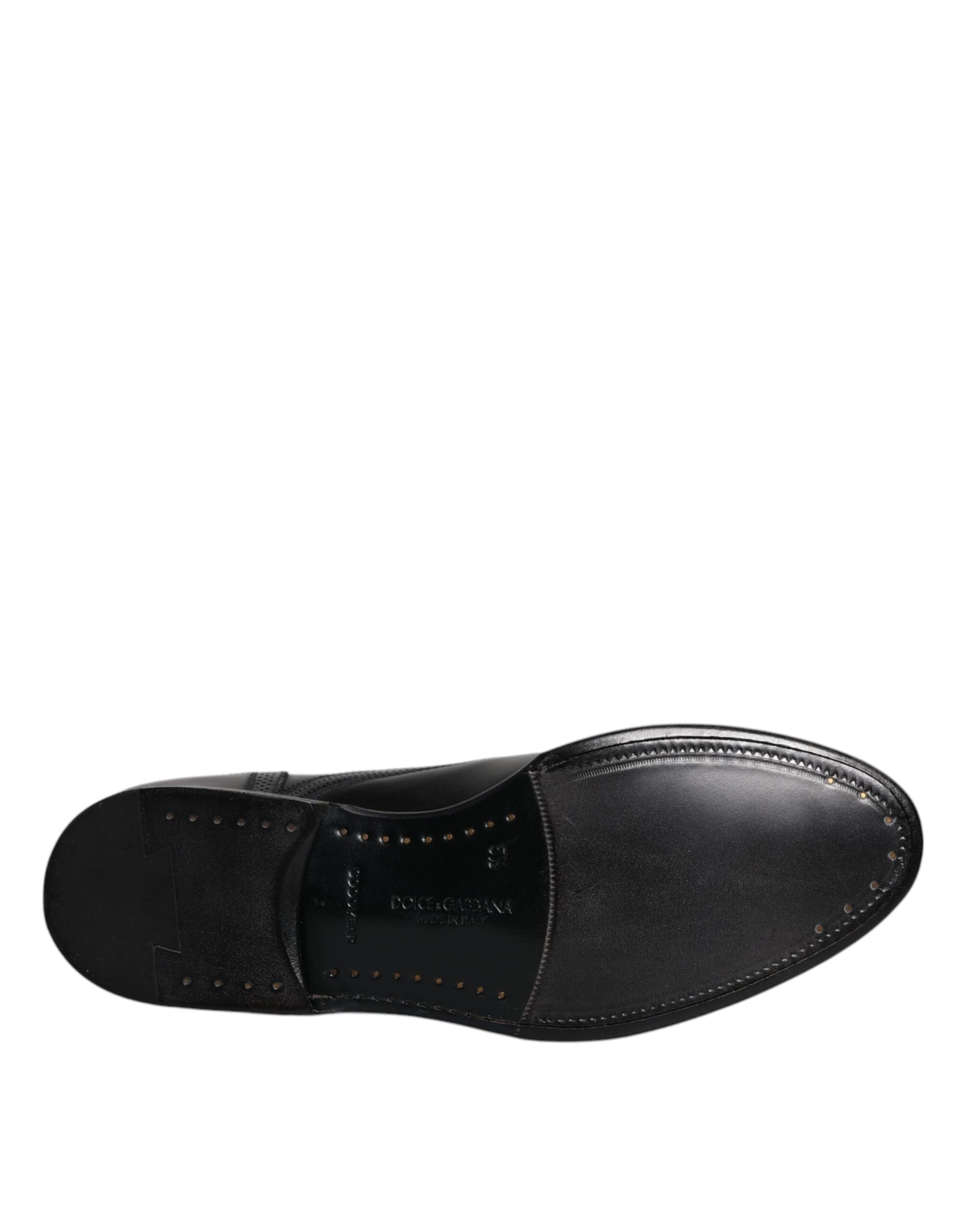 Dolce & Gabbana Black Leather Derby Wingtip Shoes - Arichezz.store