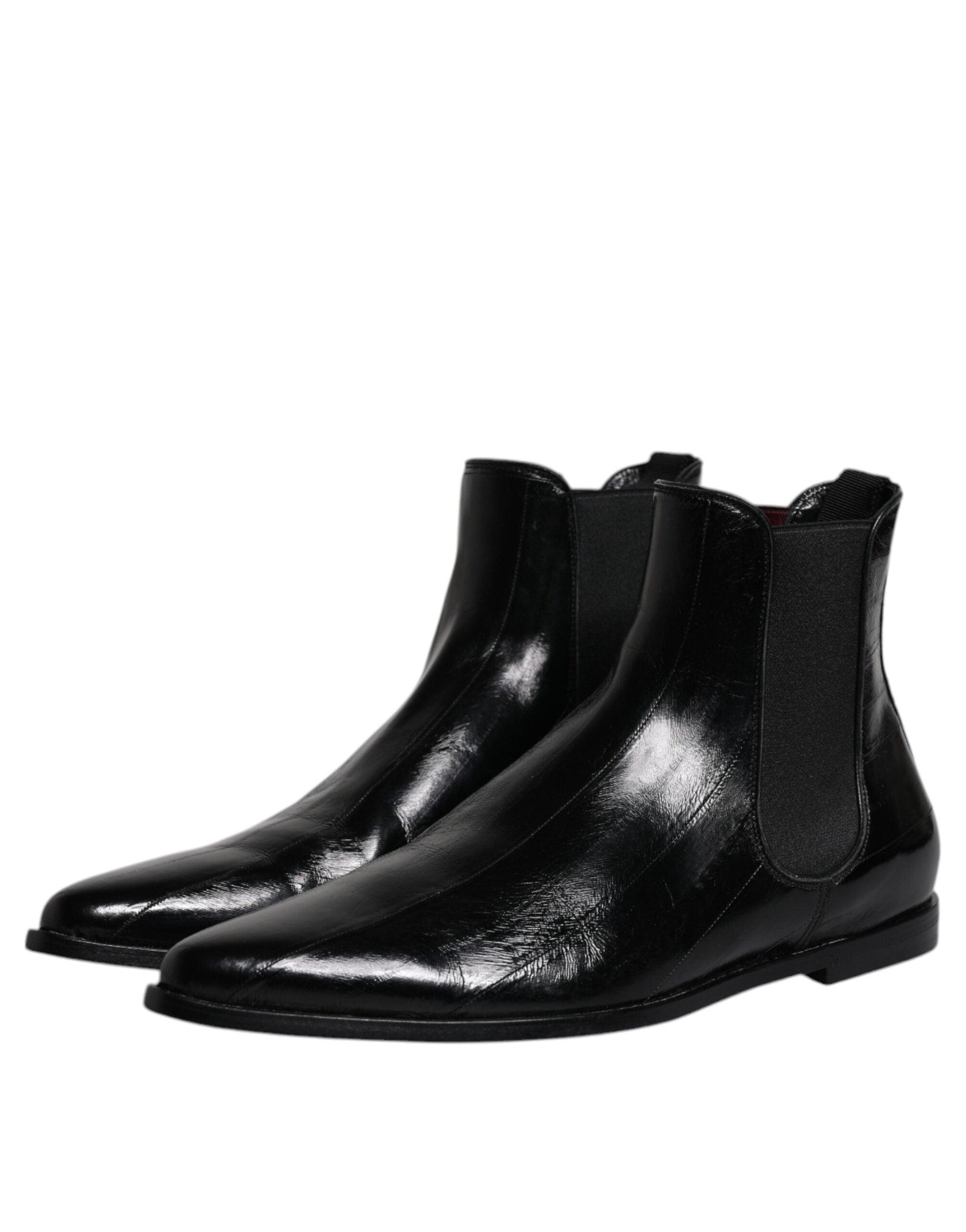 Dolce & Gabbana Black Leather Chelsea Boots - Arichezz.store