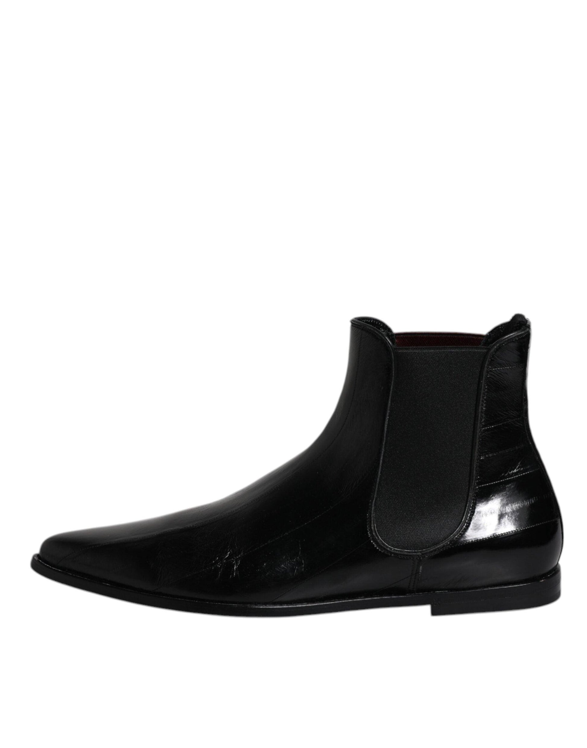 Dolce & Gabbana Black Leather Chelsea Boots - Arichezz.store