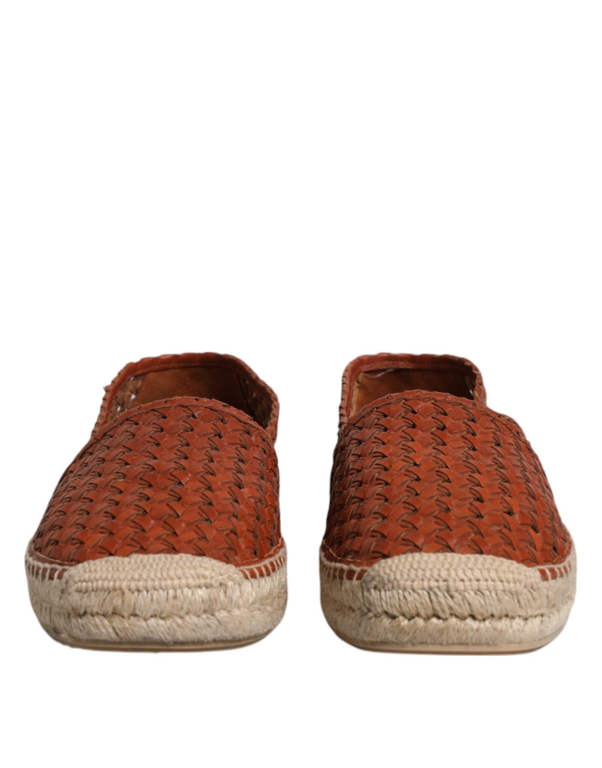 Dolce & Gabbana Maroon Woven Leather Men’s Espadrille Shoes - Arichezz.store