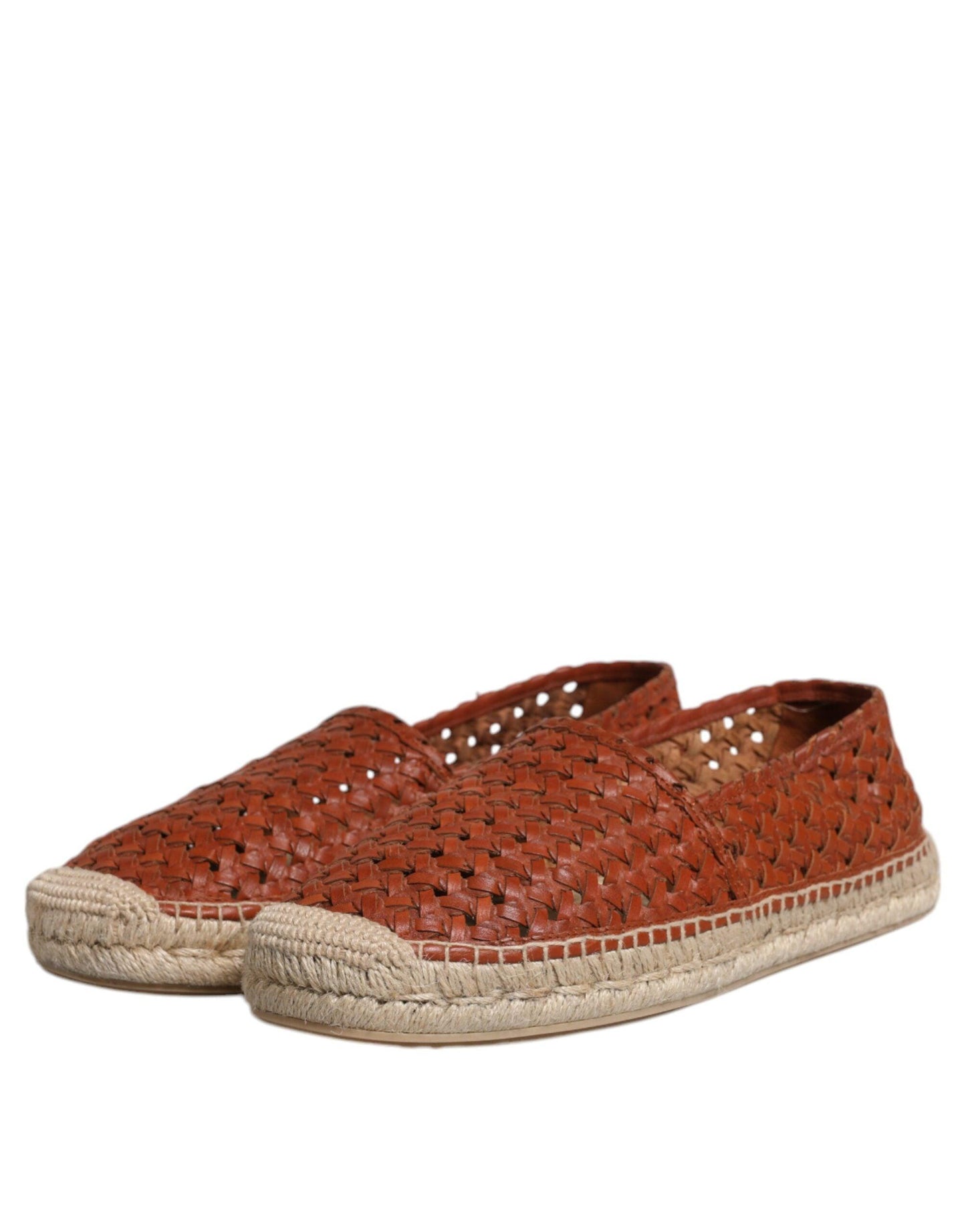 Dolce & Gabbana Maroon Woven Leather Men’s Espadrille Shoes - Arichezz.store