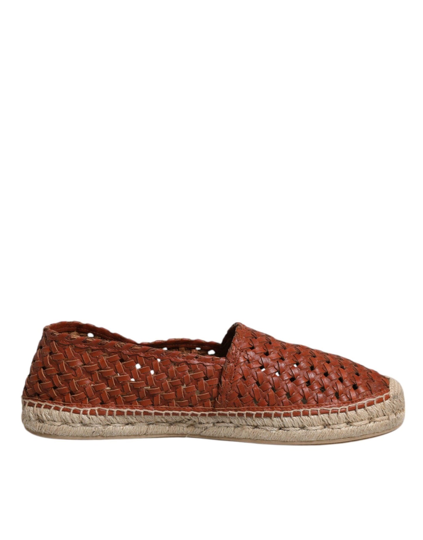 Dolce & Gabbana Maroon Woven Leather Men’s Espadrille Shoes - Arichezz.store