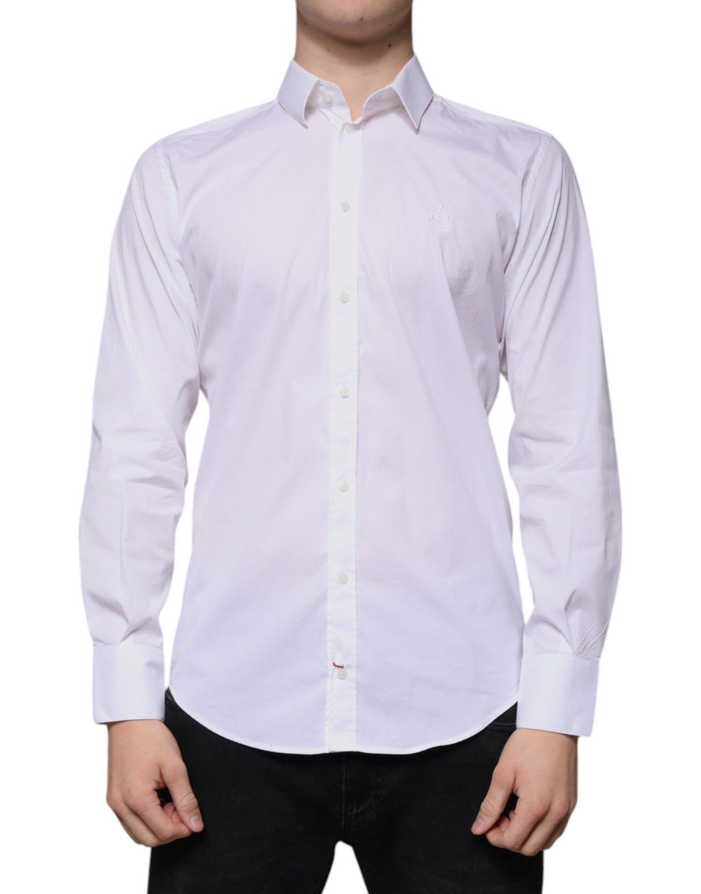 Dolce & Gabbana White Cotton Blend MARTINI Dress Shirt - Arichezz.store