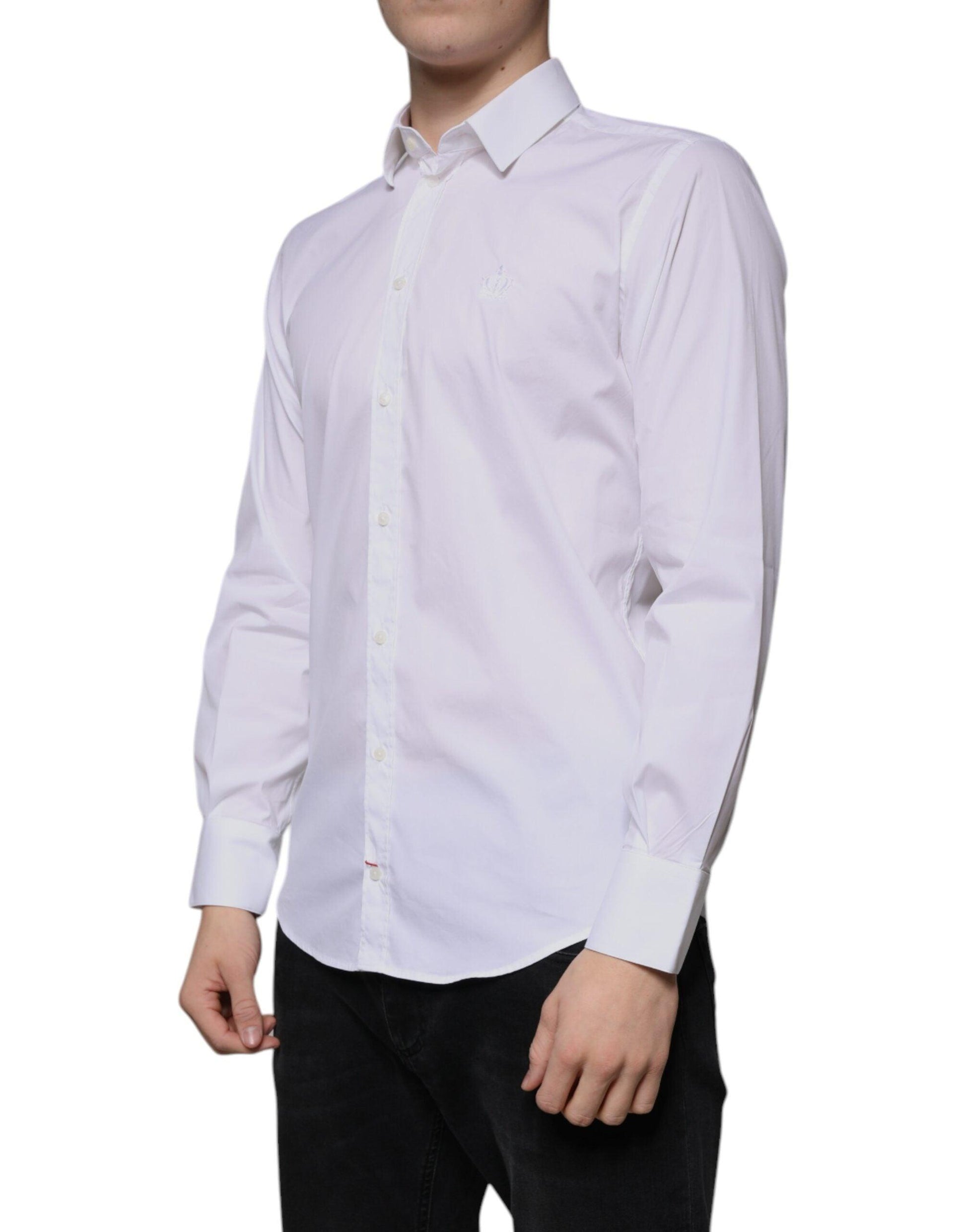 Dolce & Gabbana White Cotton Blend MARTINI Dress Shirt - Arichezz.store