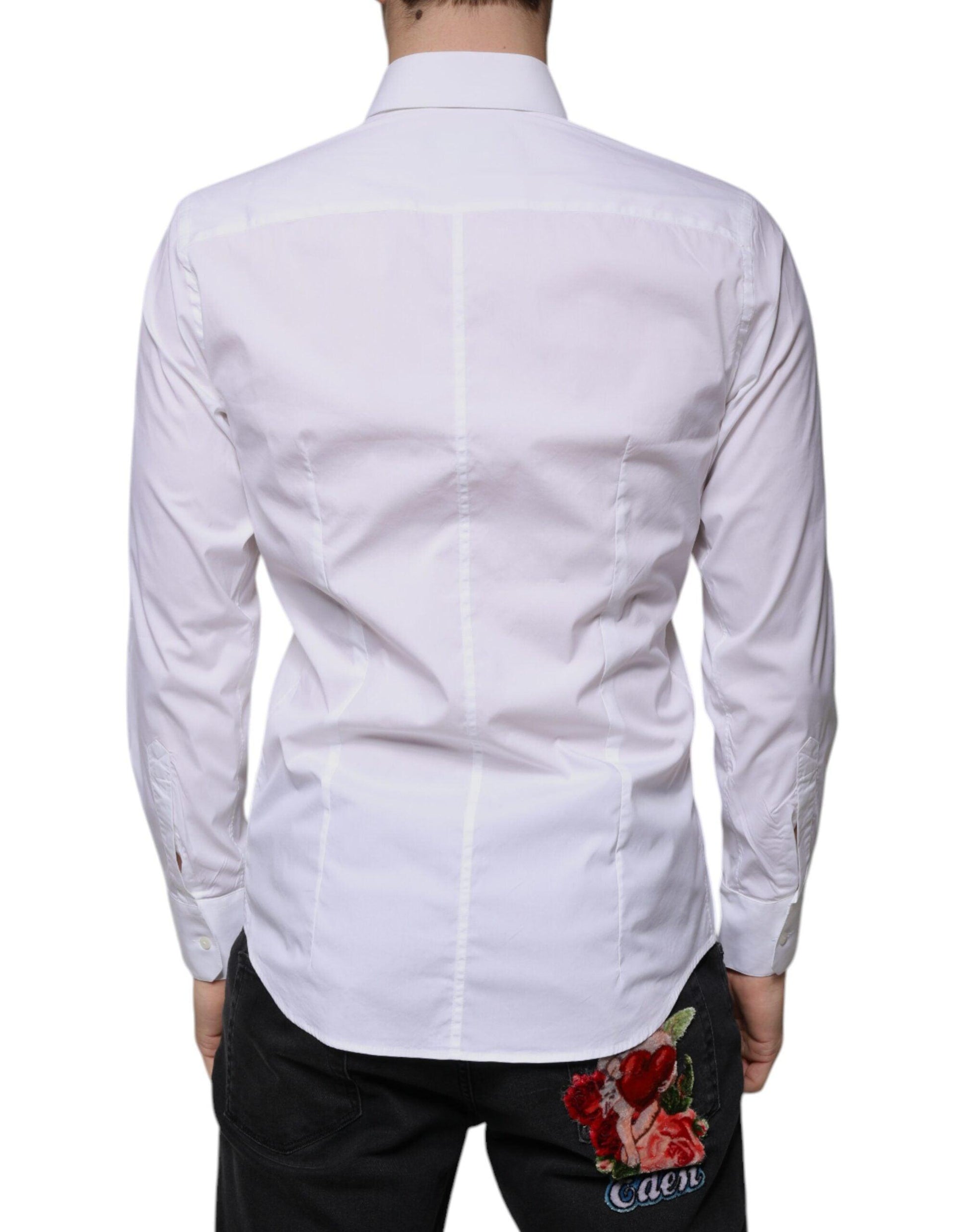 Dolce & Gabbana White Cotton Blend MARTINI Dress Shirt - Arichezz.store