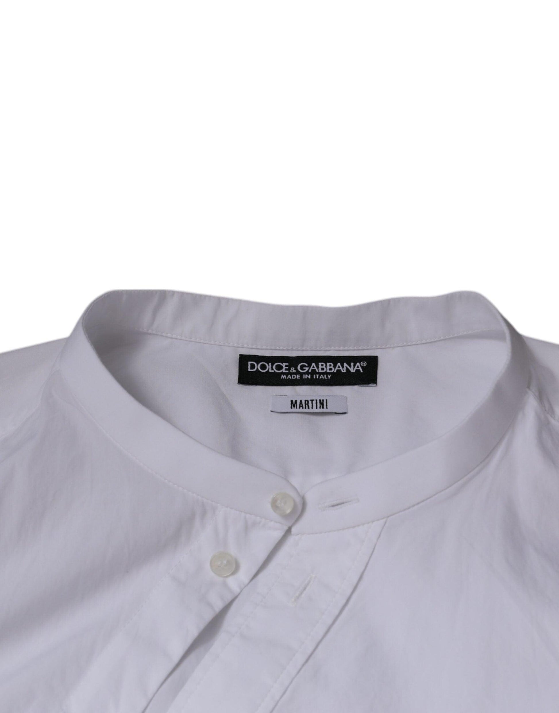 Dolce & Gabbana White Cotton Slim Fit MARTINI Dress Shirt - Arichezz.store