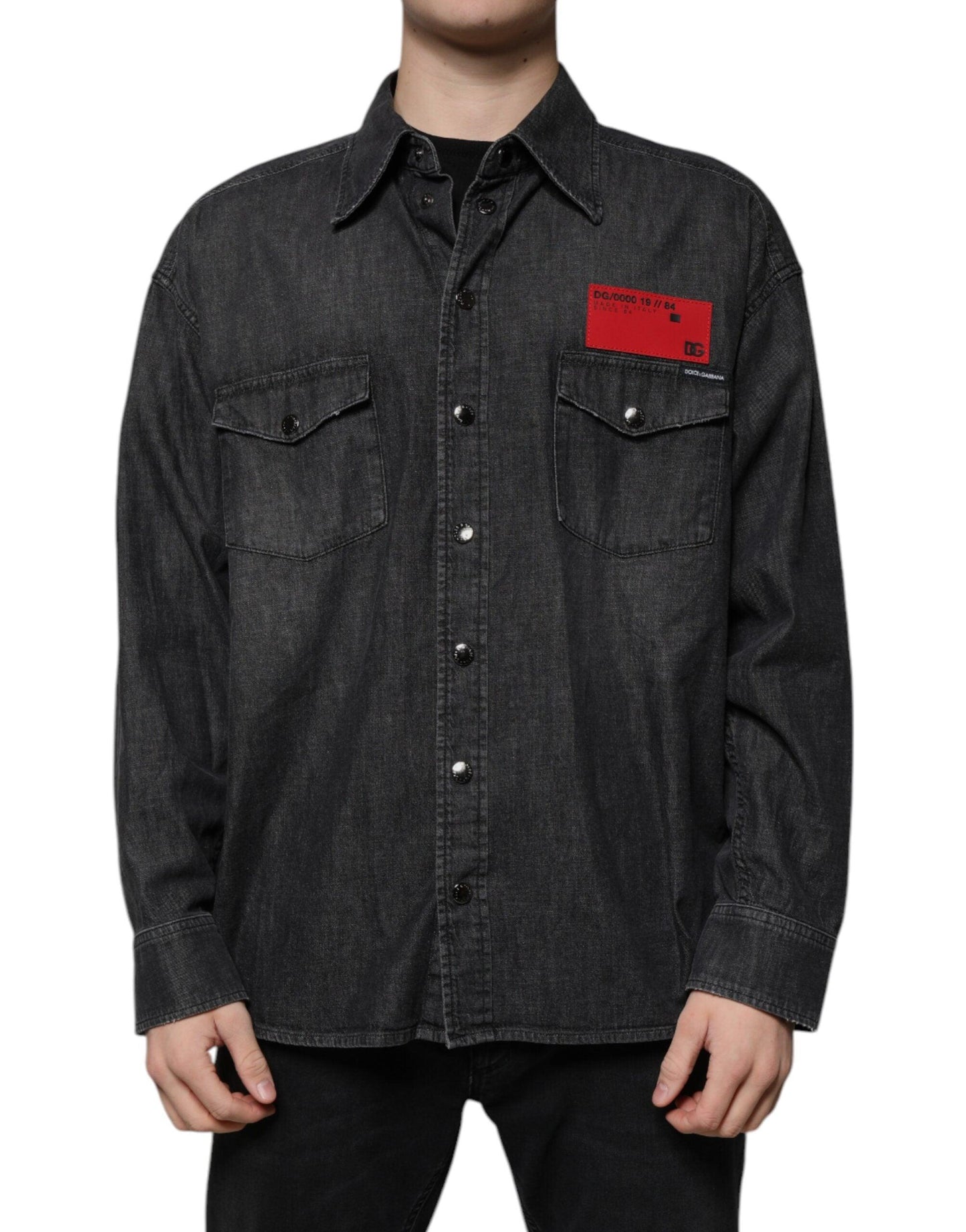 Dolce & Gabbana Black Logo Cotton Button-Down Shirt - Arichezz.store