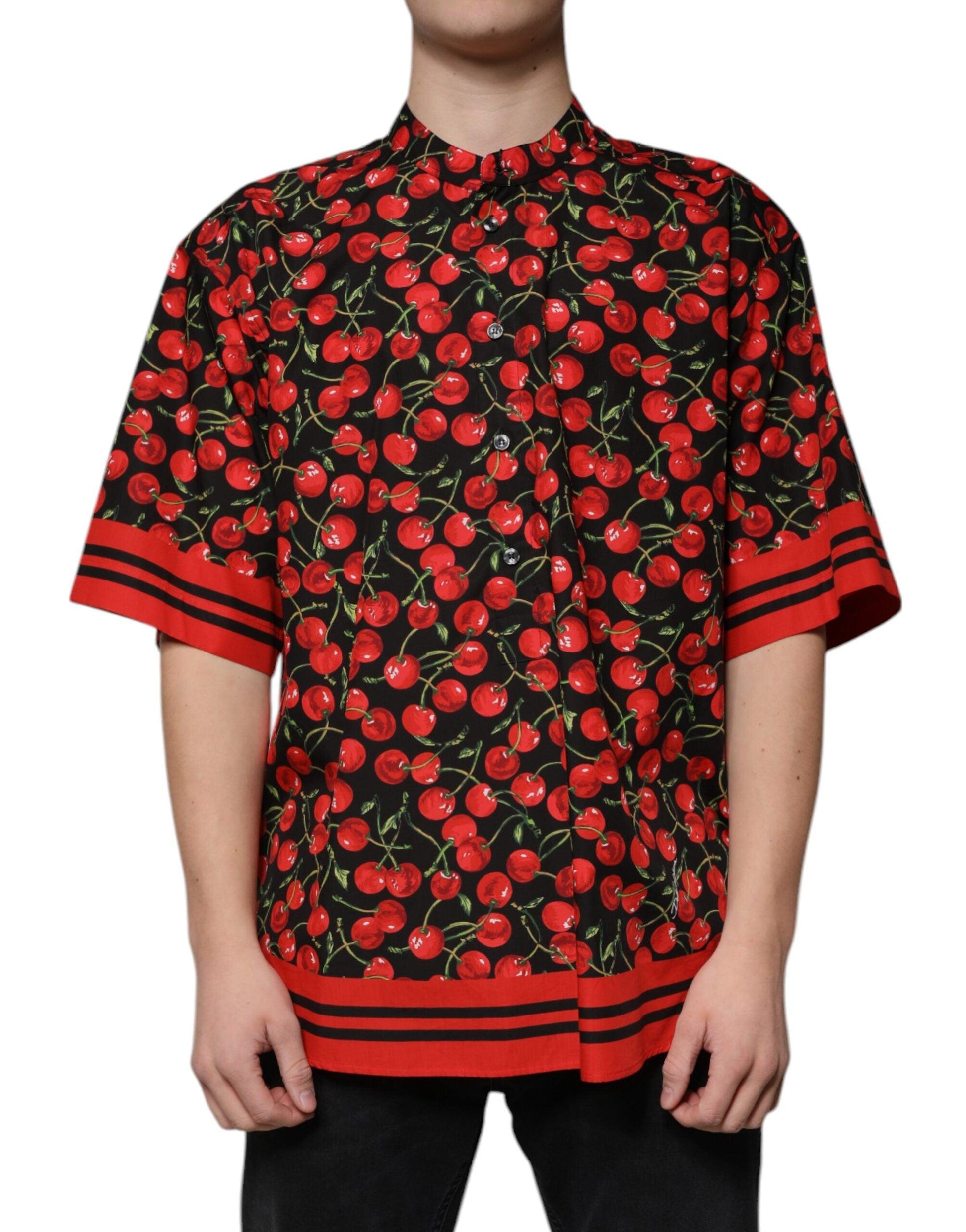 Dolce & Gabbana Black Cherry Print Cotton Shirt - Arichezz.store