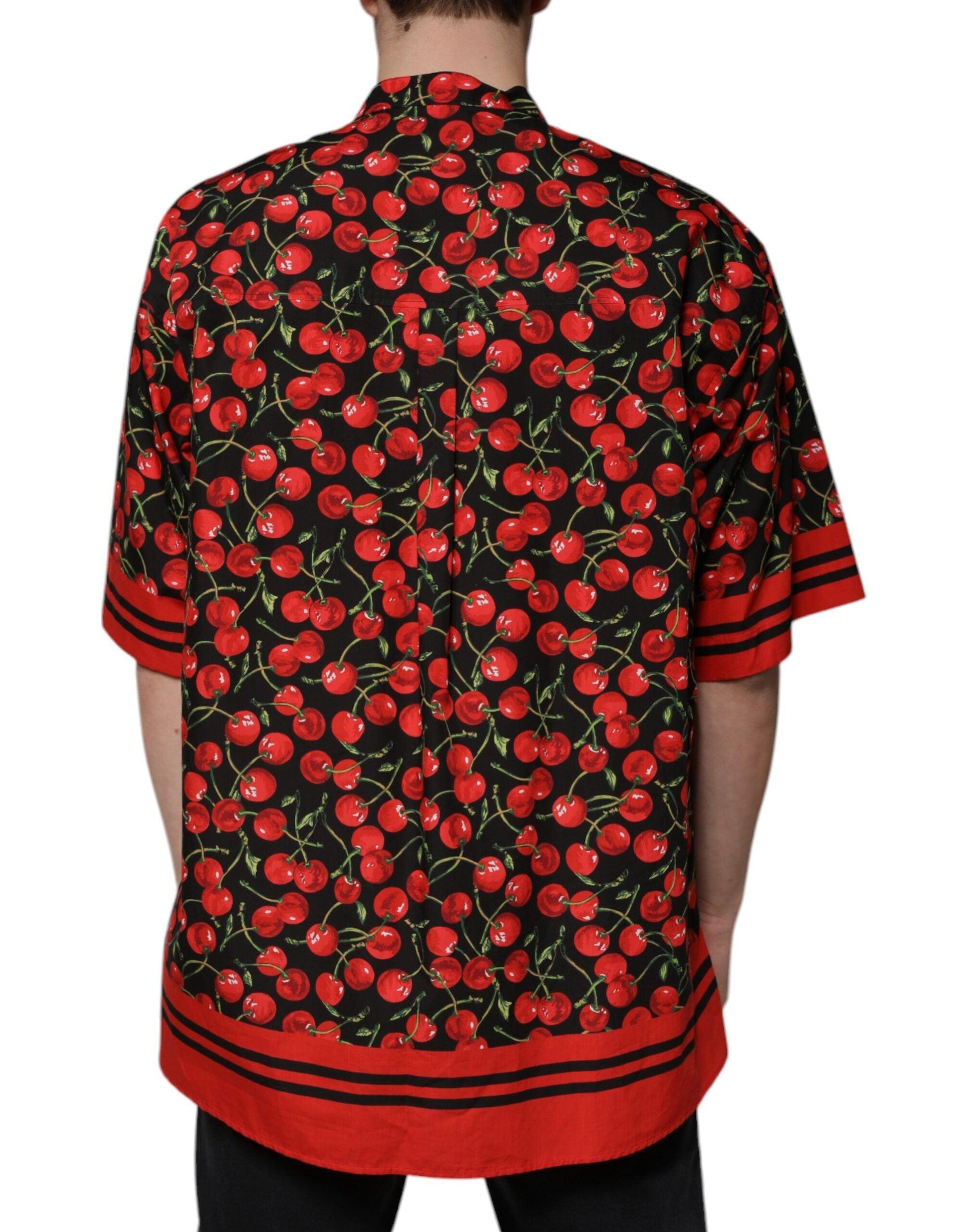 Dolce & Gabbana Black Cherry Print Cotton Shirt - Arichezz.store