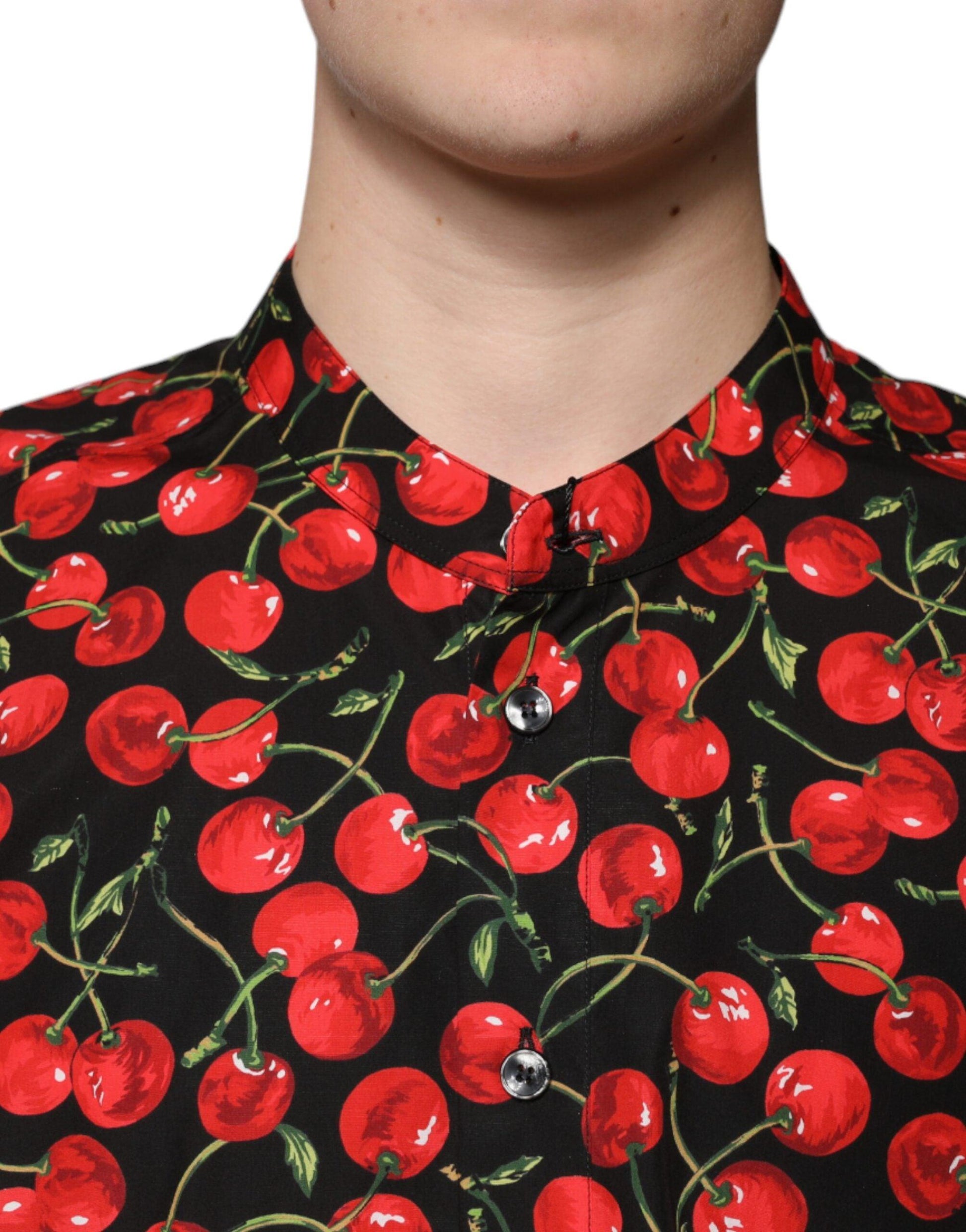 Dolce & Gabbana Black Cherry Print Cotton Shirt - Arichezz.store