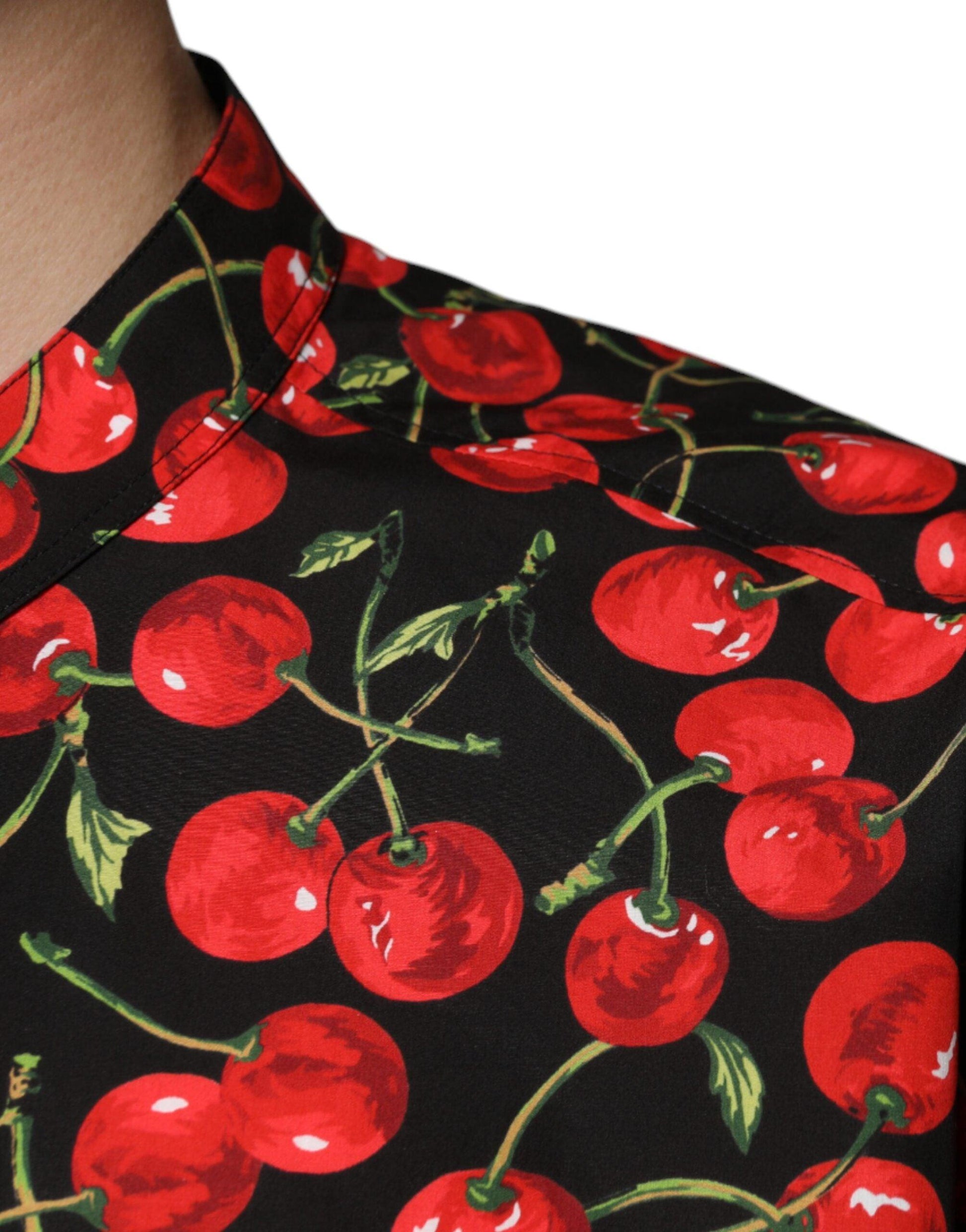 Dolce & Gabbana Black Cherry Print Cotton Shirt - Arichezz.store