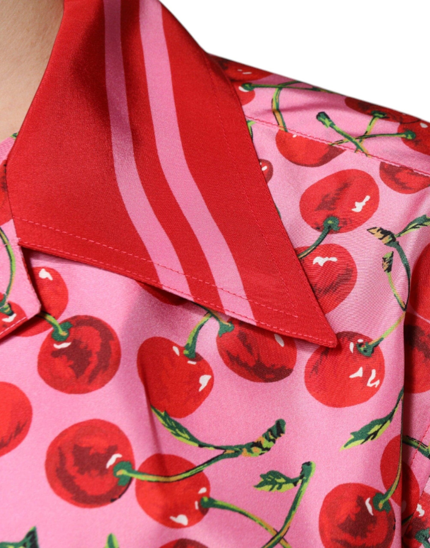 Dolce & Gabbana Pink Cherry Print Silk Shirt - Arichezz.store