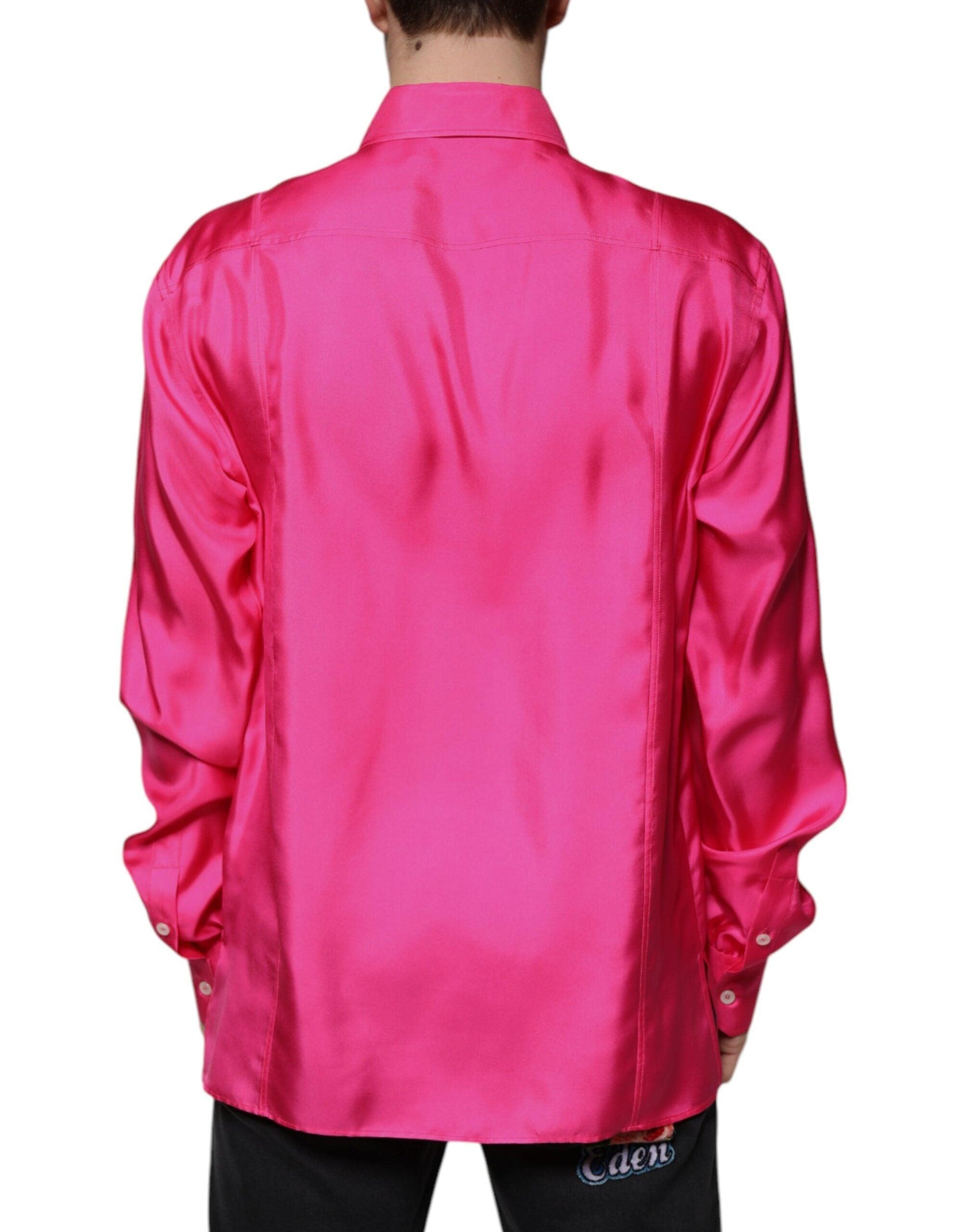 Dolce & Gabbana Pink Silk Button Down Shirt for Men - Arichezz.store