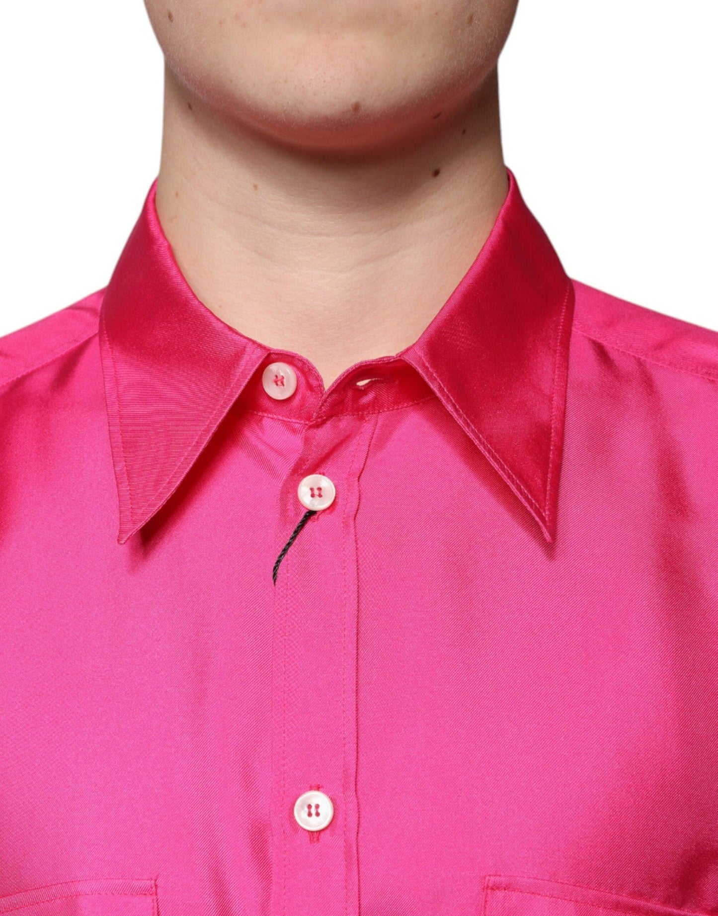 Dolce & Gabbana Pink Silk Button Down Shirt for Men - Arichezz.store