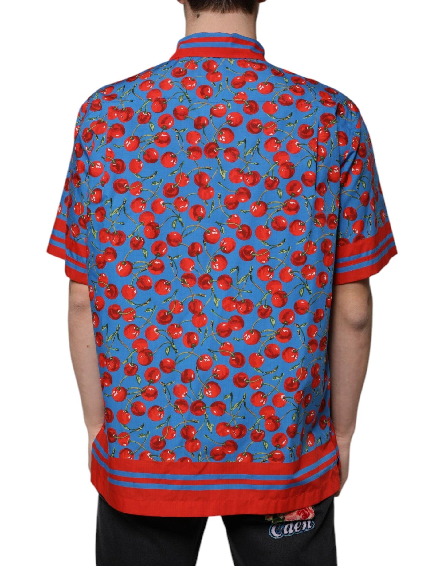 Dolce & Gabbana Blue Cherry Print Casual Shirt - Arichezz.store