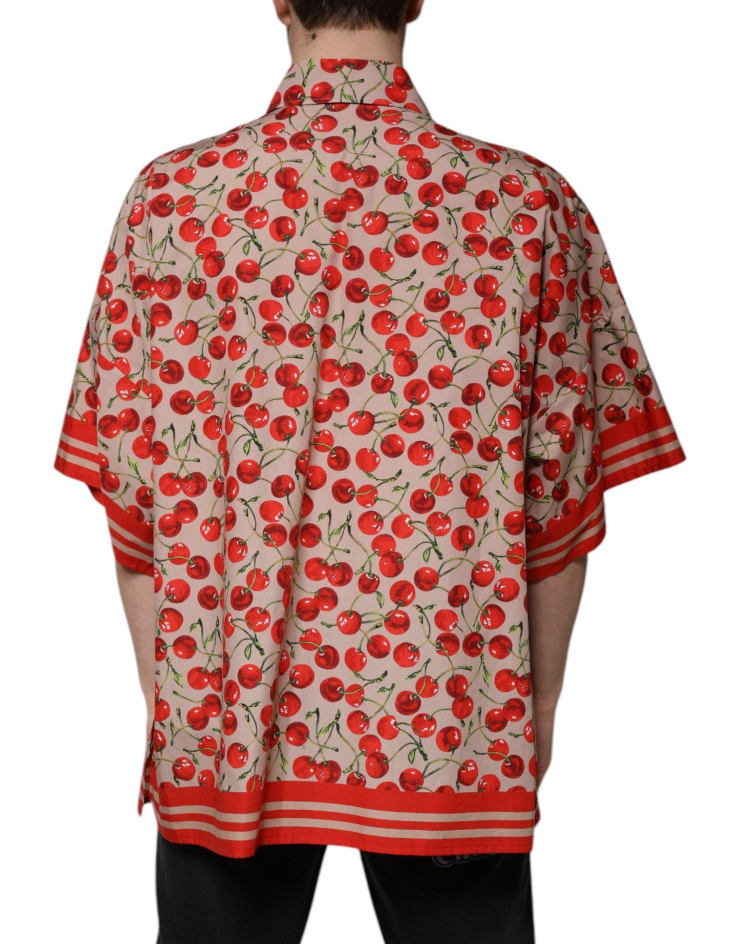 Dolce & Gabbana Beige Cherry Print Button Down Shirt - Arichezz.store